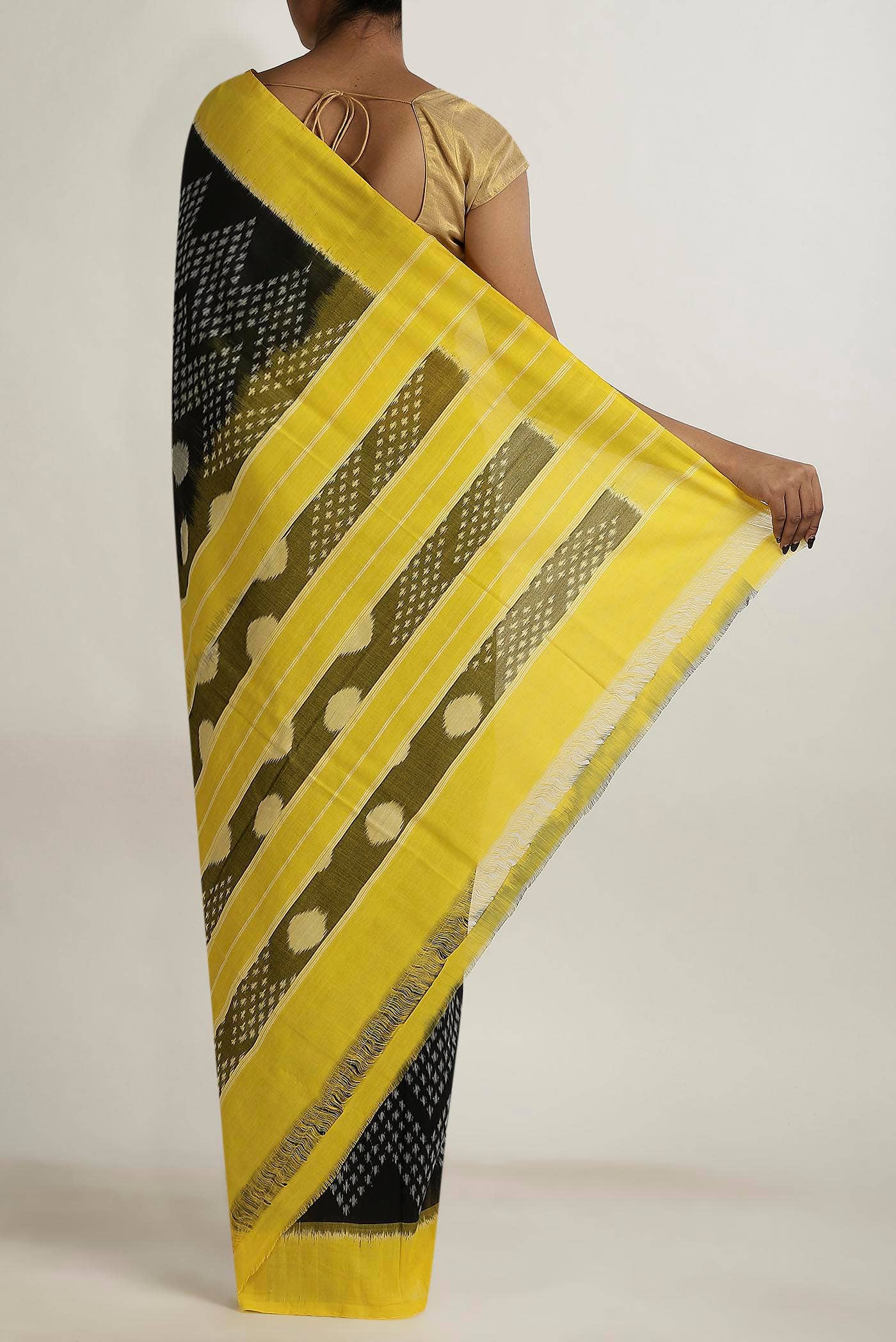 Black Pochampally Cotton Saree