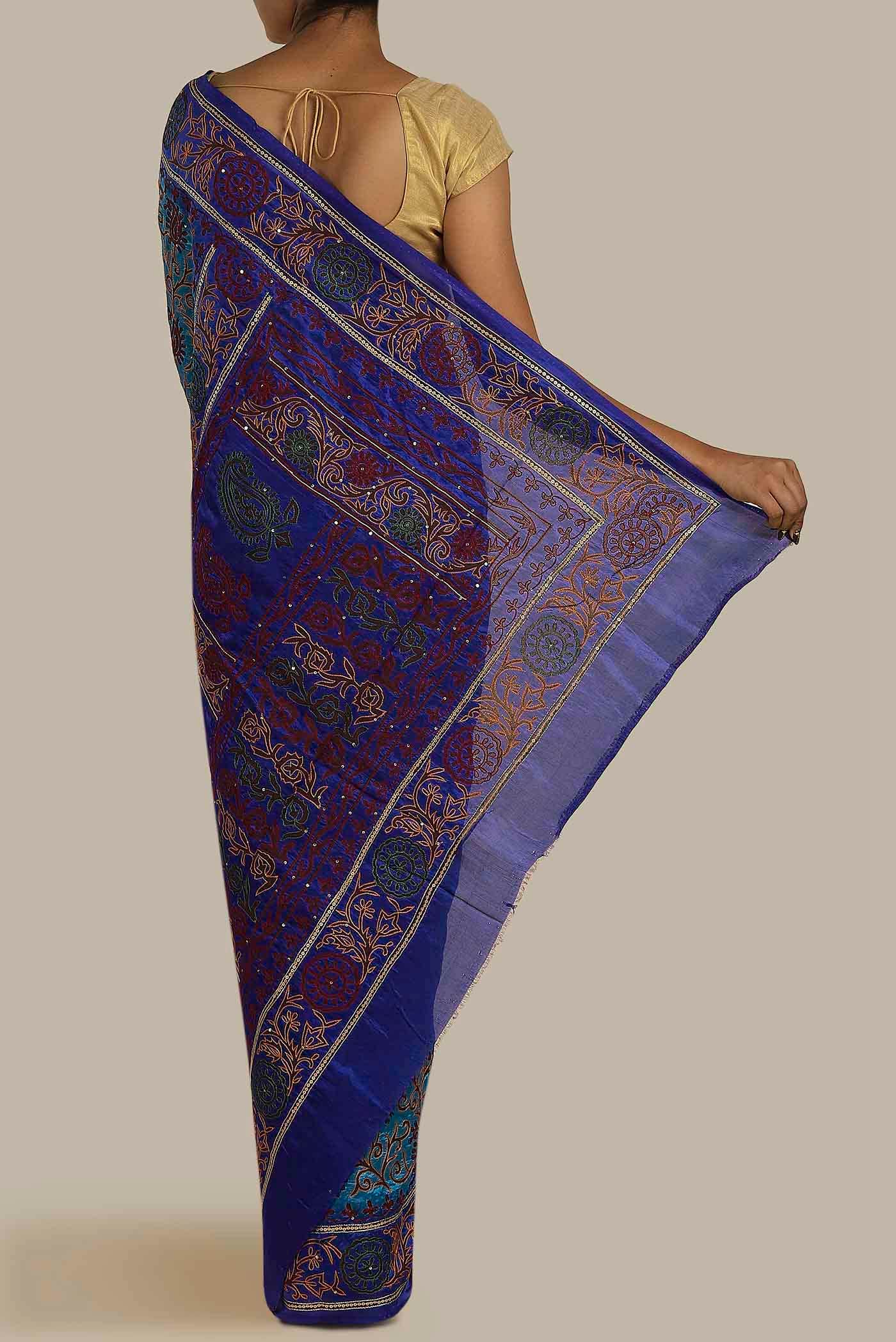 Blue Banarasi Raw Silk Saree