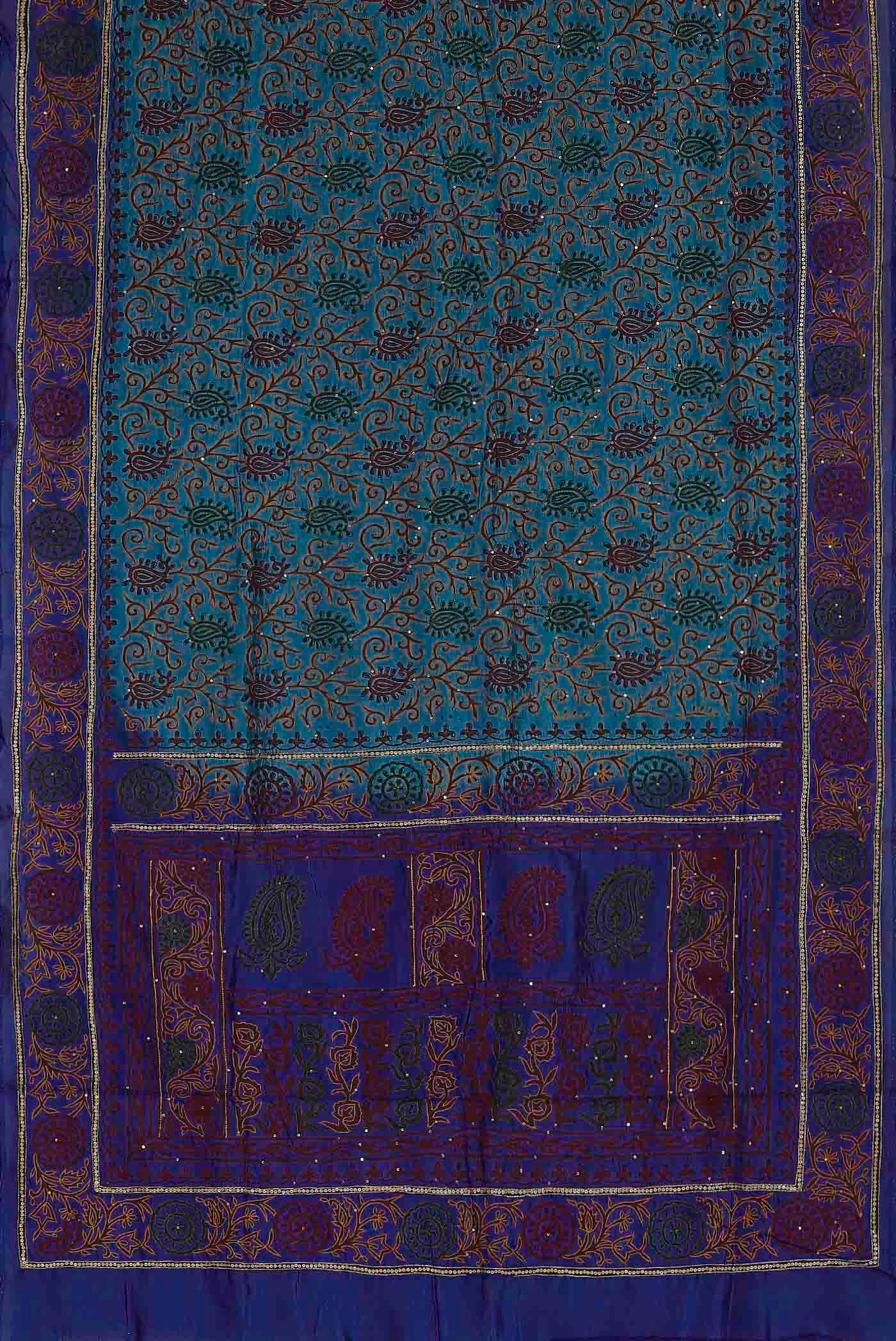 Blue Banarasi Raw Silk Saree