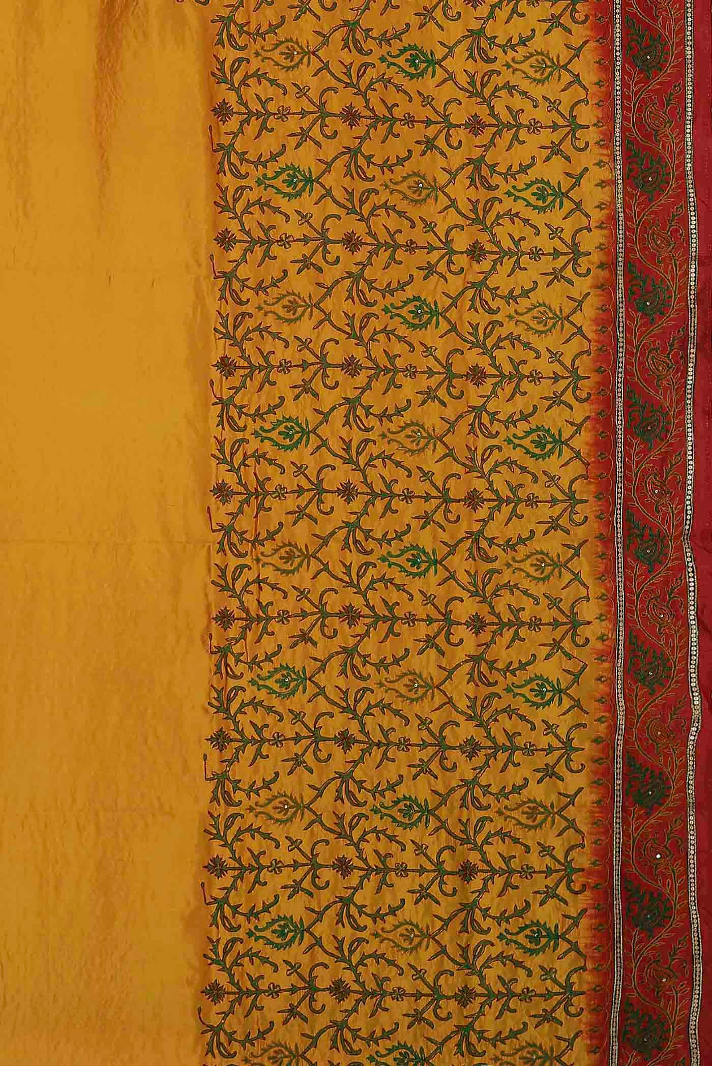 Yellow Banarasi Raw Silk Saree
