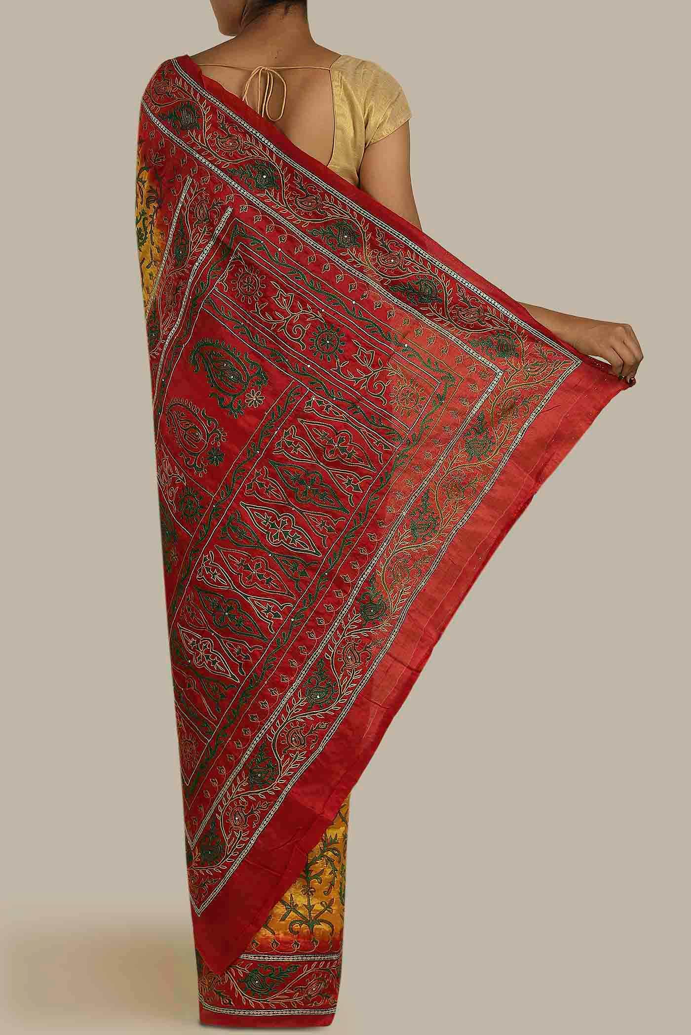 Yellow Banarasi Raw Silk Saree