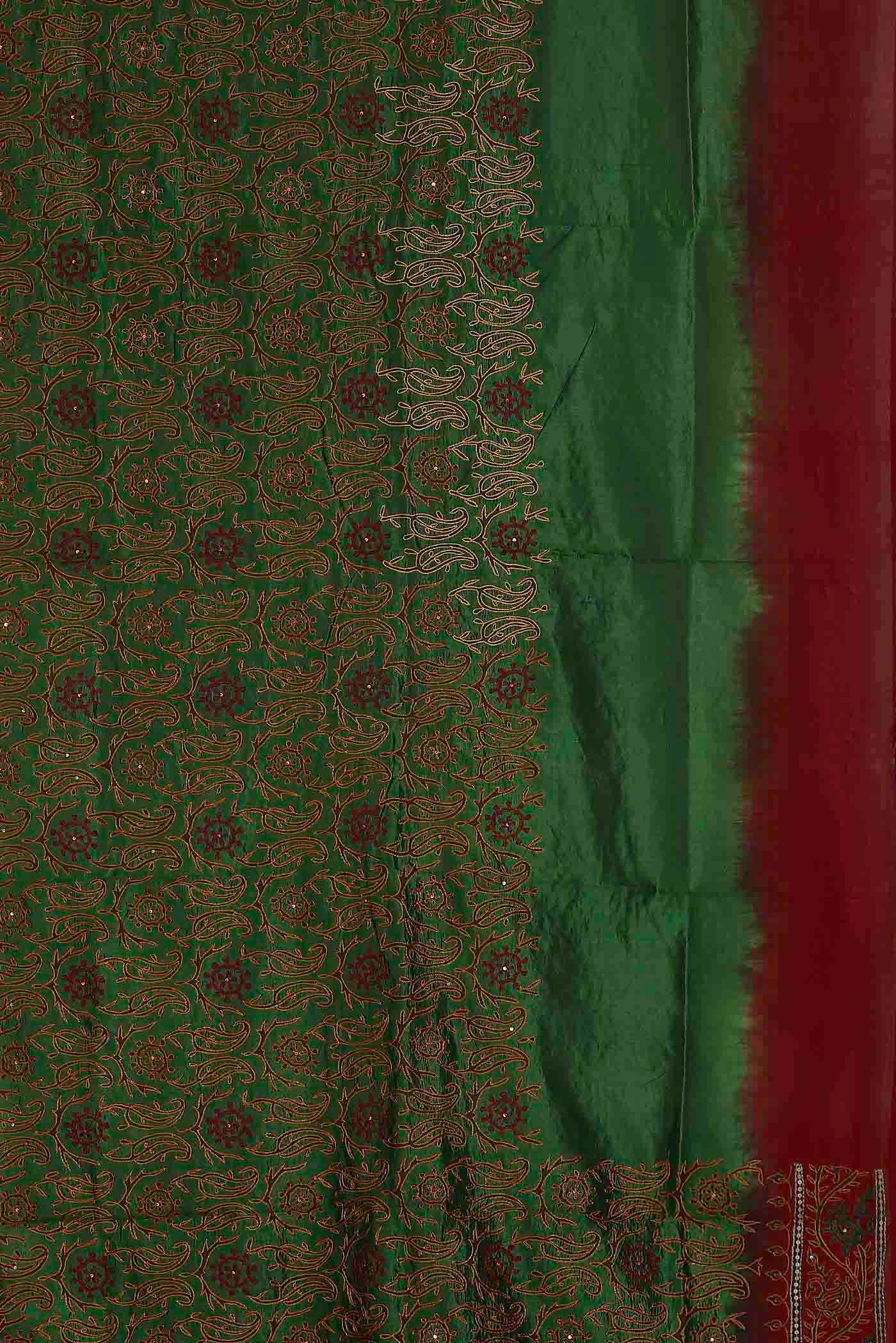 Green Banarasi Raw Silk Saree