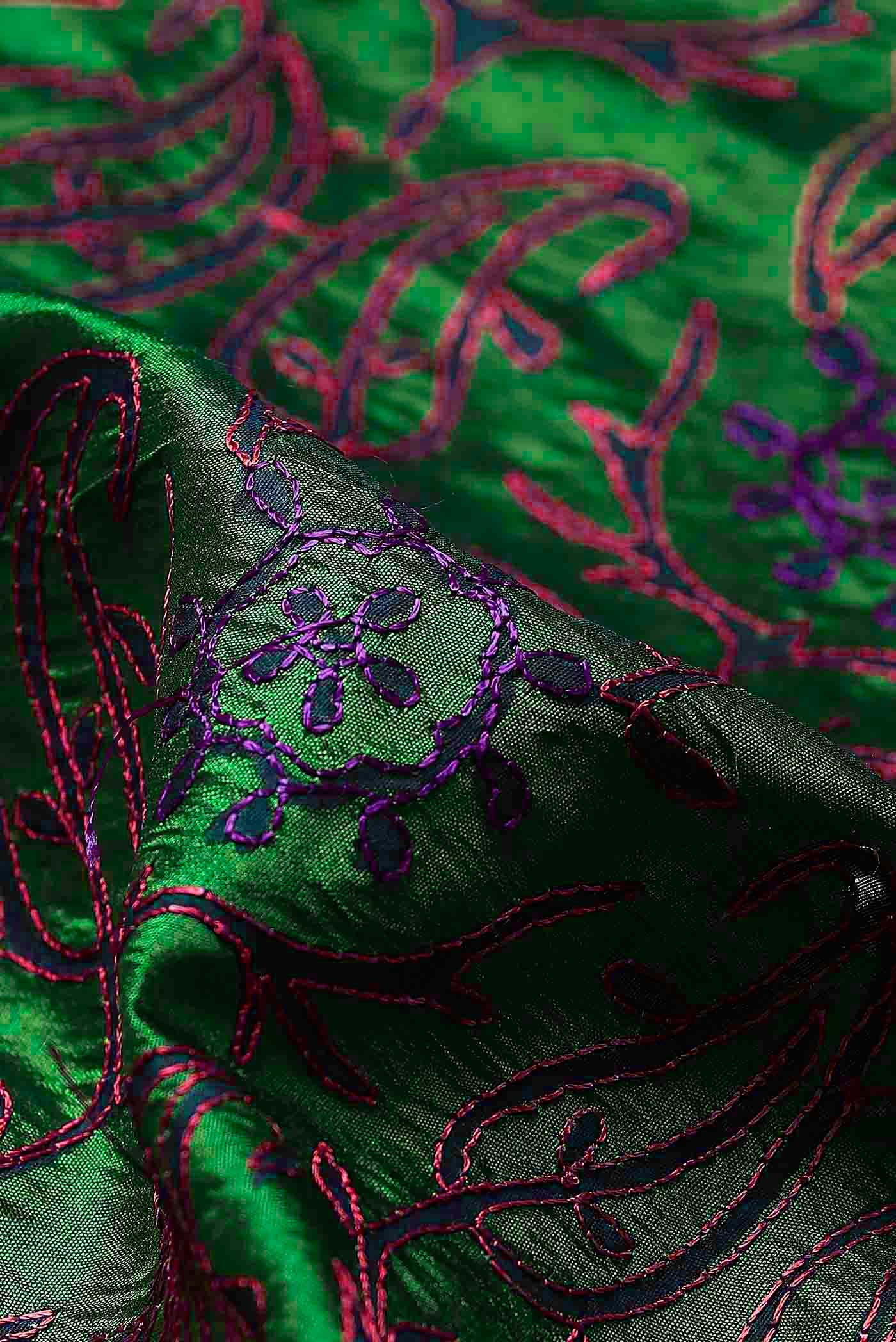 Green Banarasi Raw Silk Saree