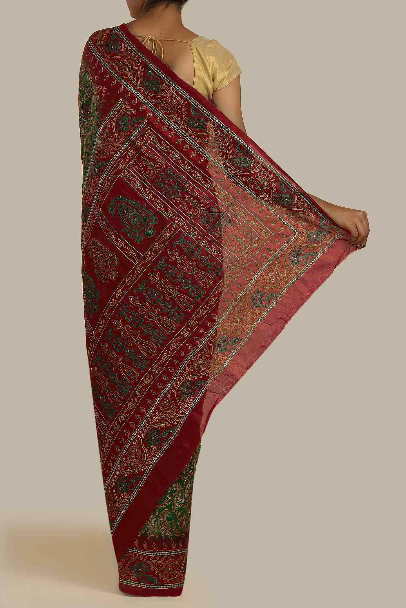 Green Banarasi Raw Silk Saree