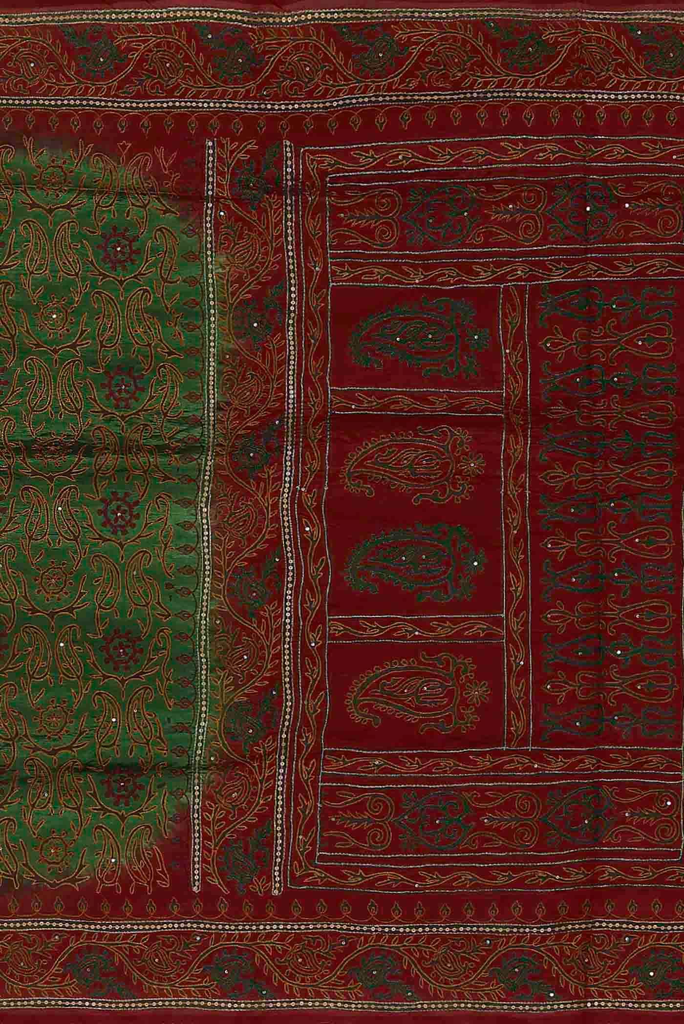 Green Banarasi Raw Silk Saree