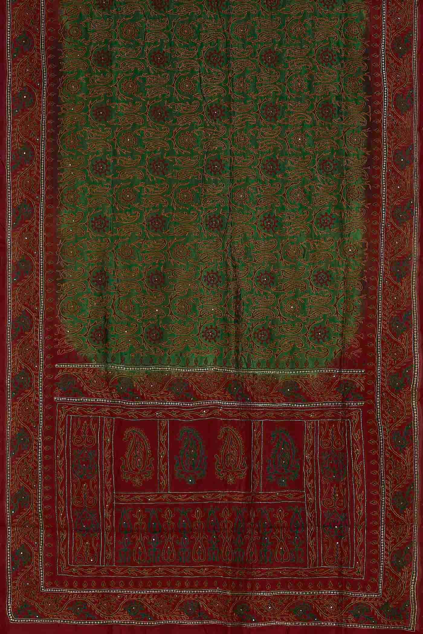 Green Banarasi Raw Silk Saree