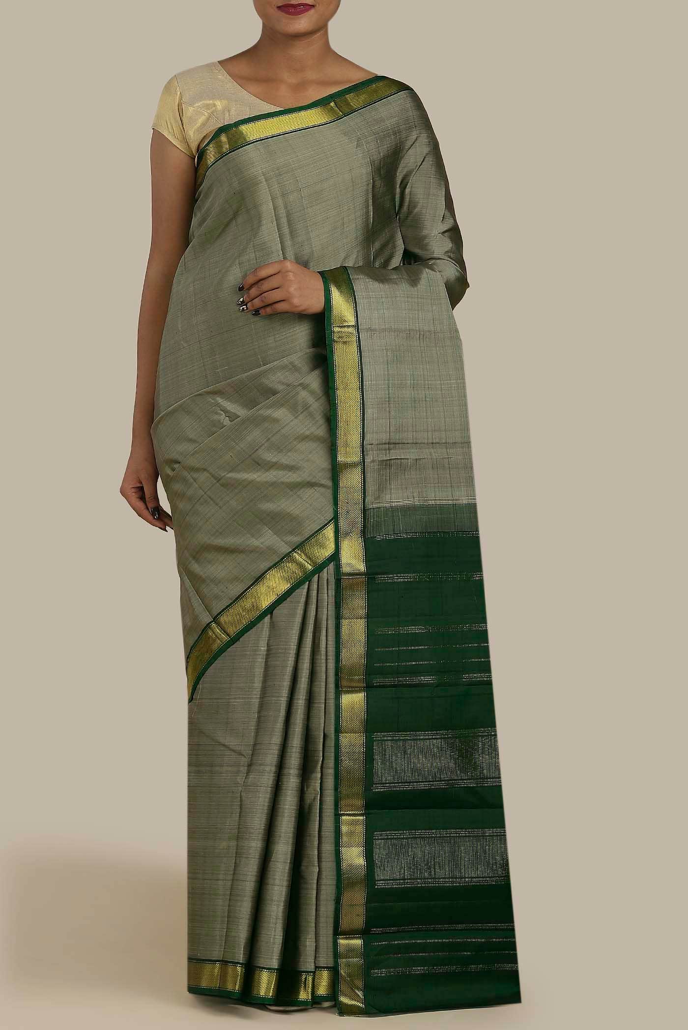 Grey Kanchipuram Silk Saree