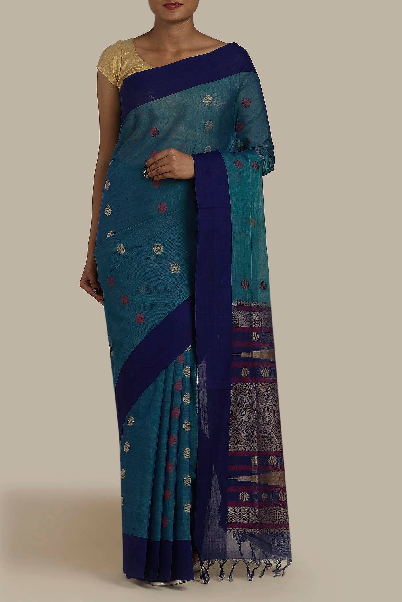 Blue Cotton Saree