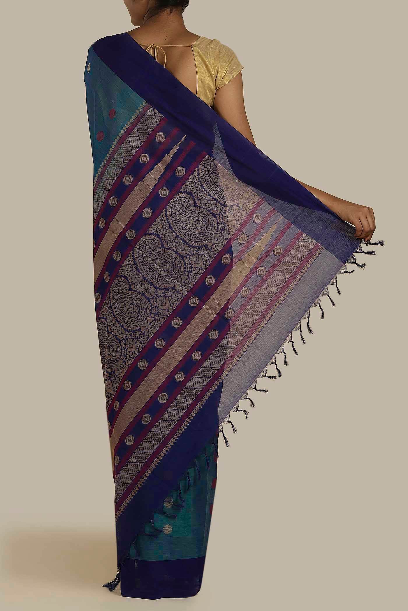 Blue Cotton Saree