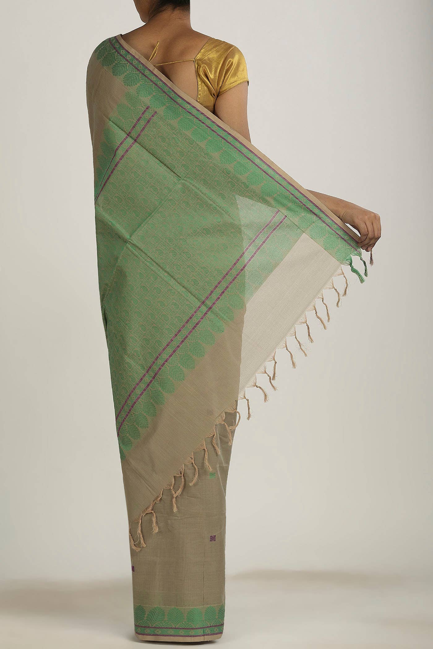 Beige Coimbatore Cotton Saree