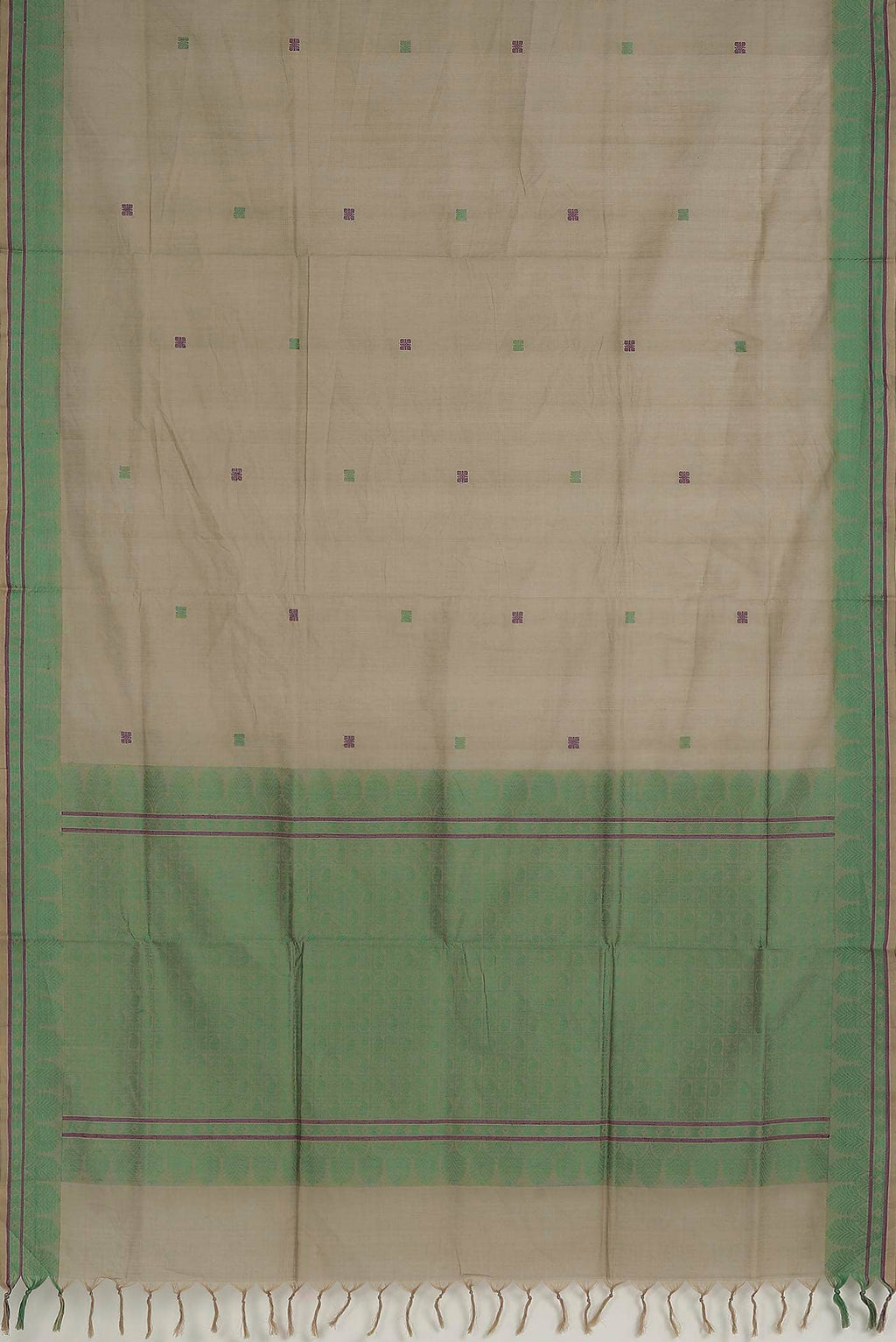 Beige Coimbatore Cotton Saree