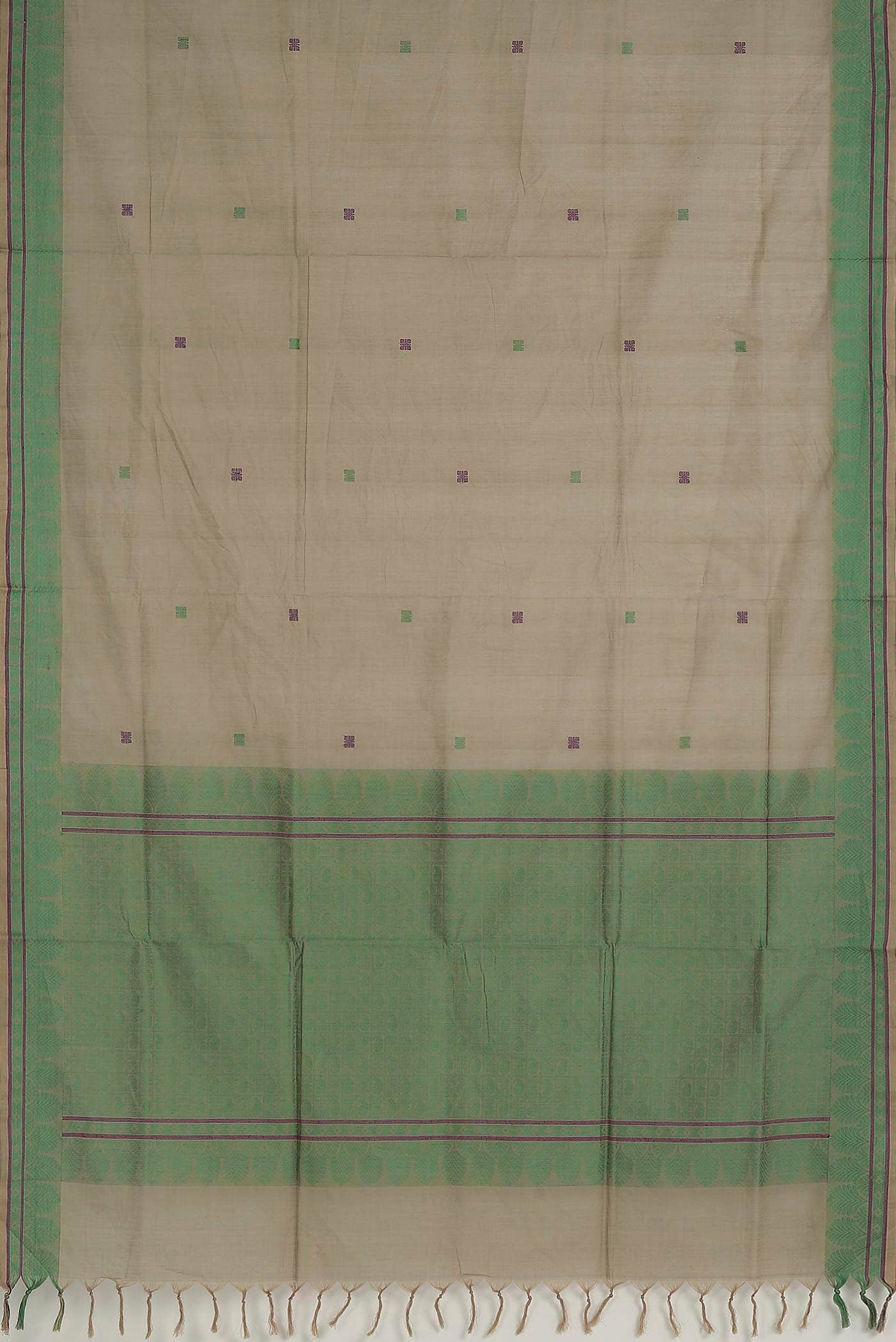 Beige Coimbatore Cotton Saree