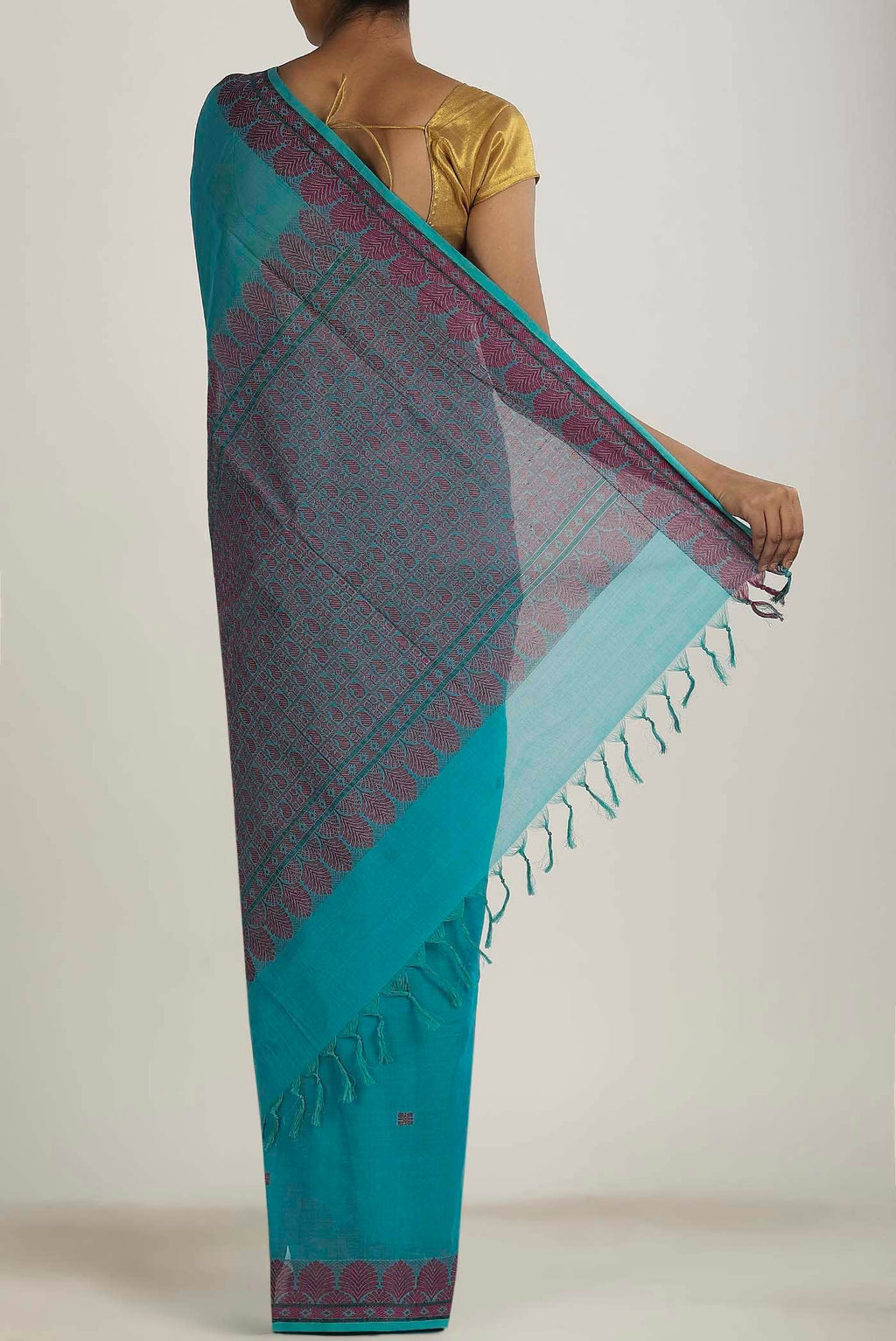Blue Coimbatore Cotton Saree