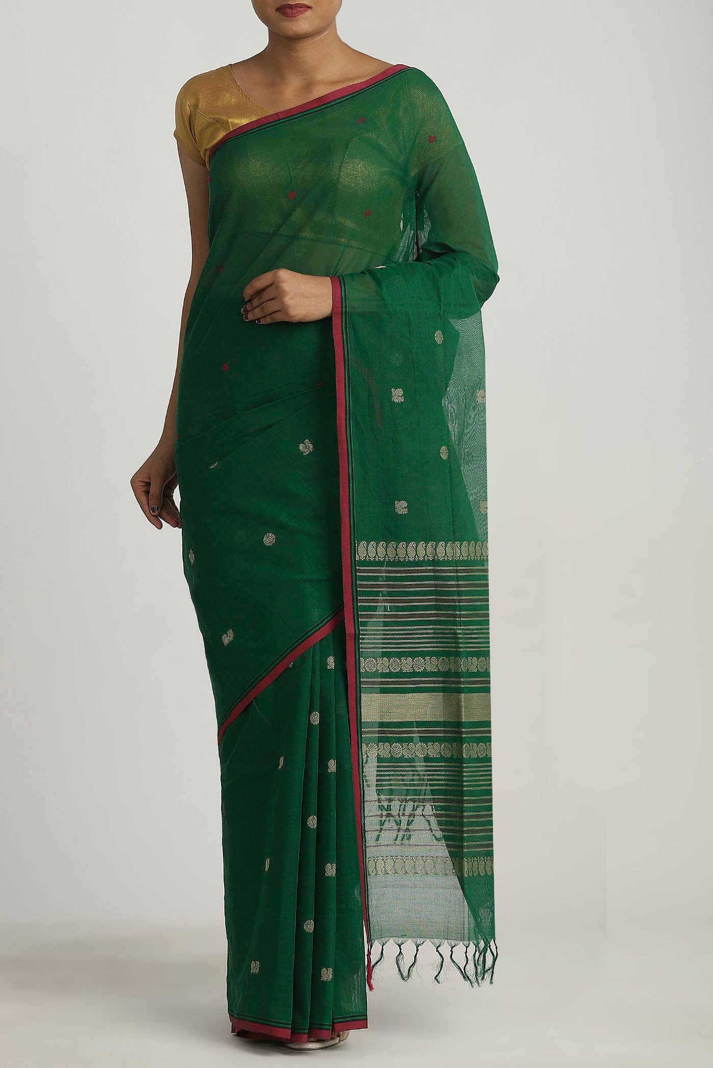 Green Coimbatore Cotton Saree
