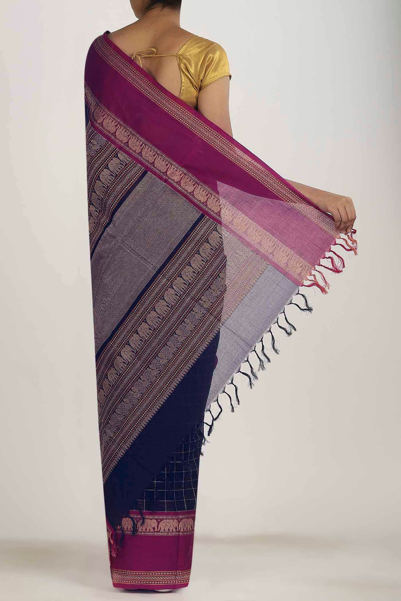 Navy Blue Coimbatore Cotton Saree