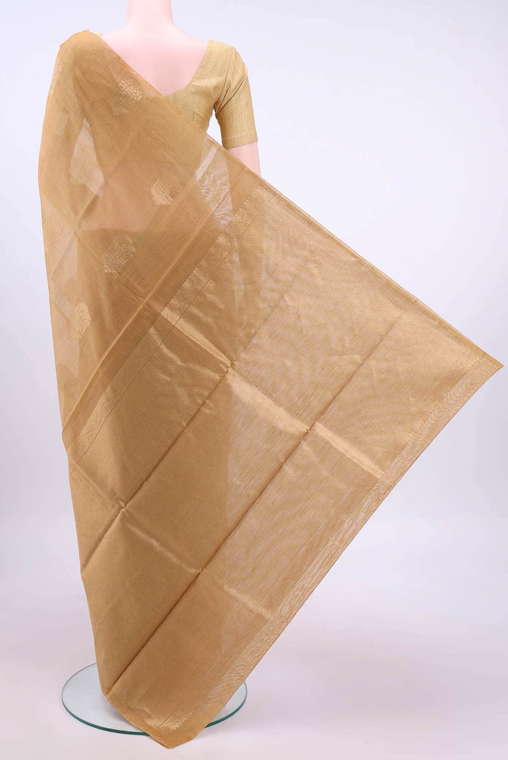 Beige Kora Cotton Saree