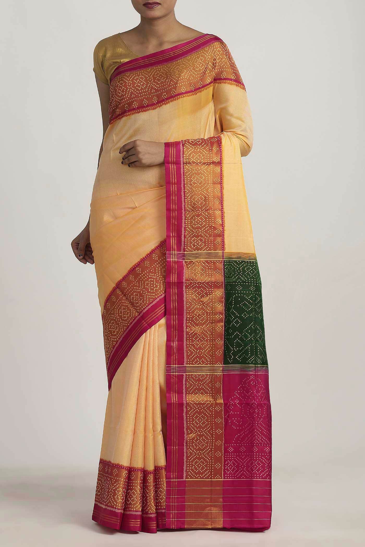Yellow Rajkot Patola Silk Saree
