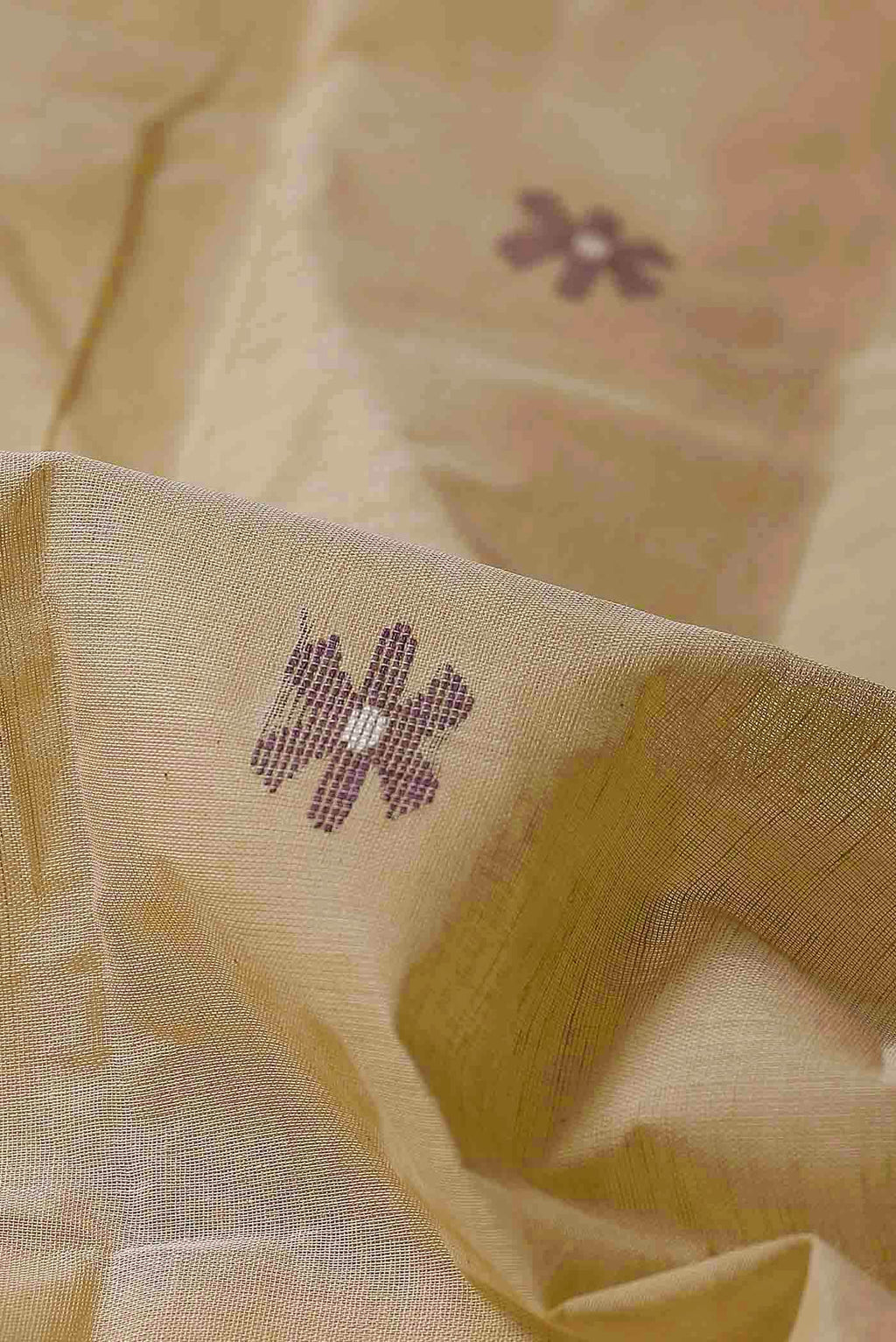 Beige Bengal Cotton Saree
