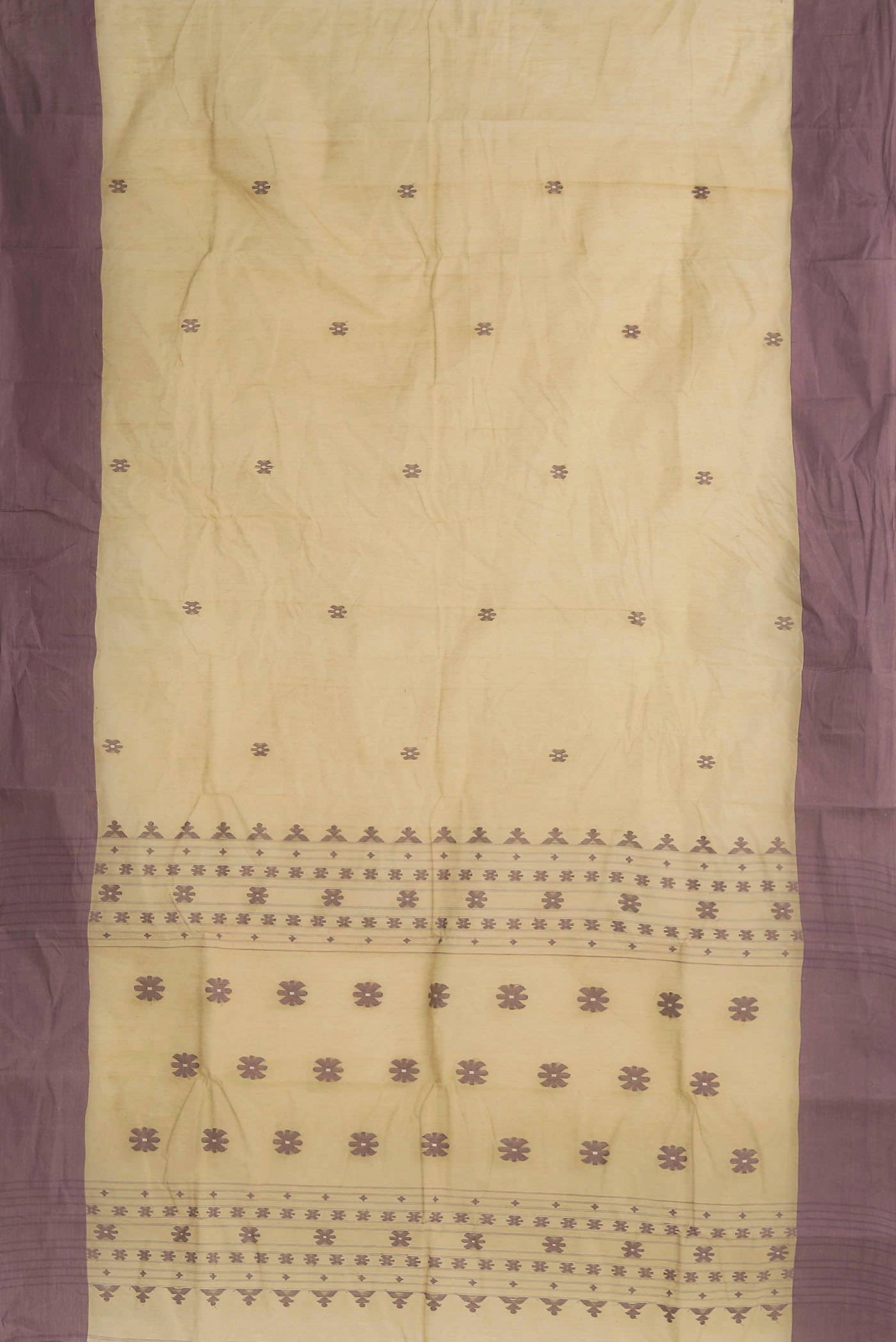 Beige Bengal Cotton Saree