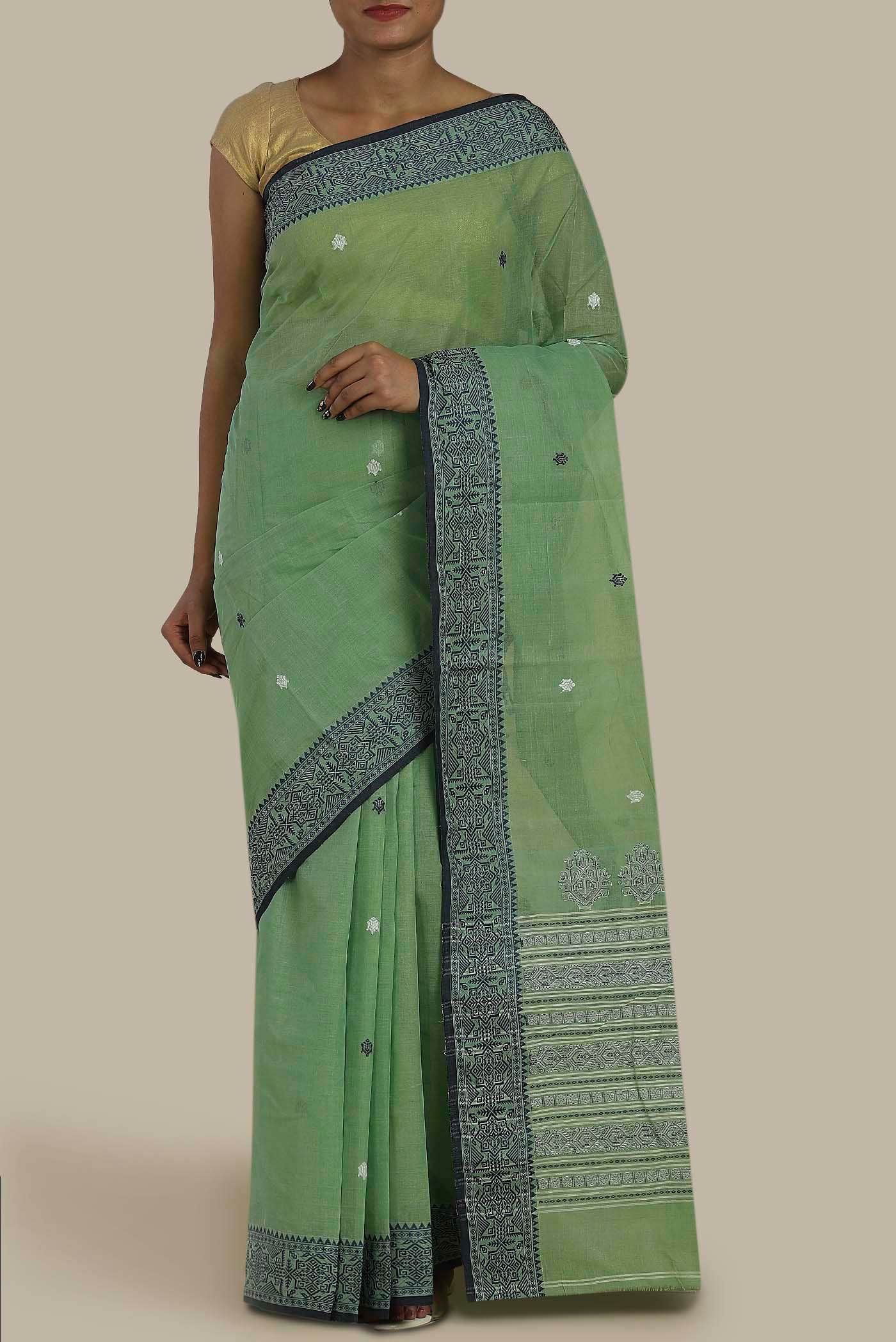Green Bengal Cotton Saree