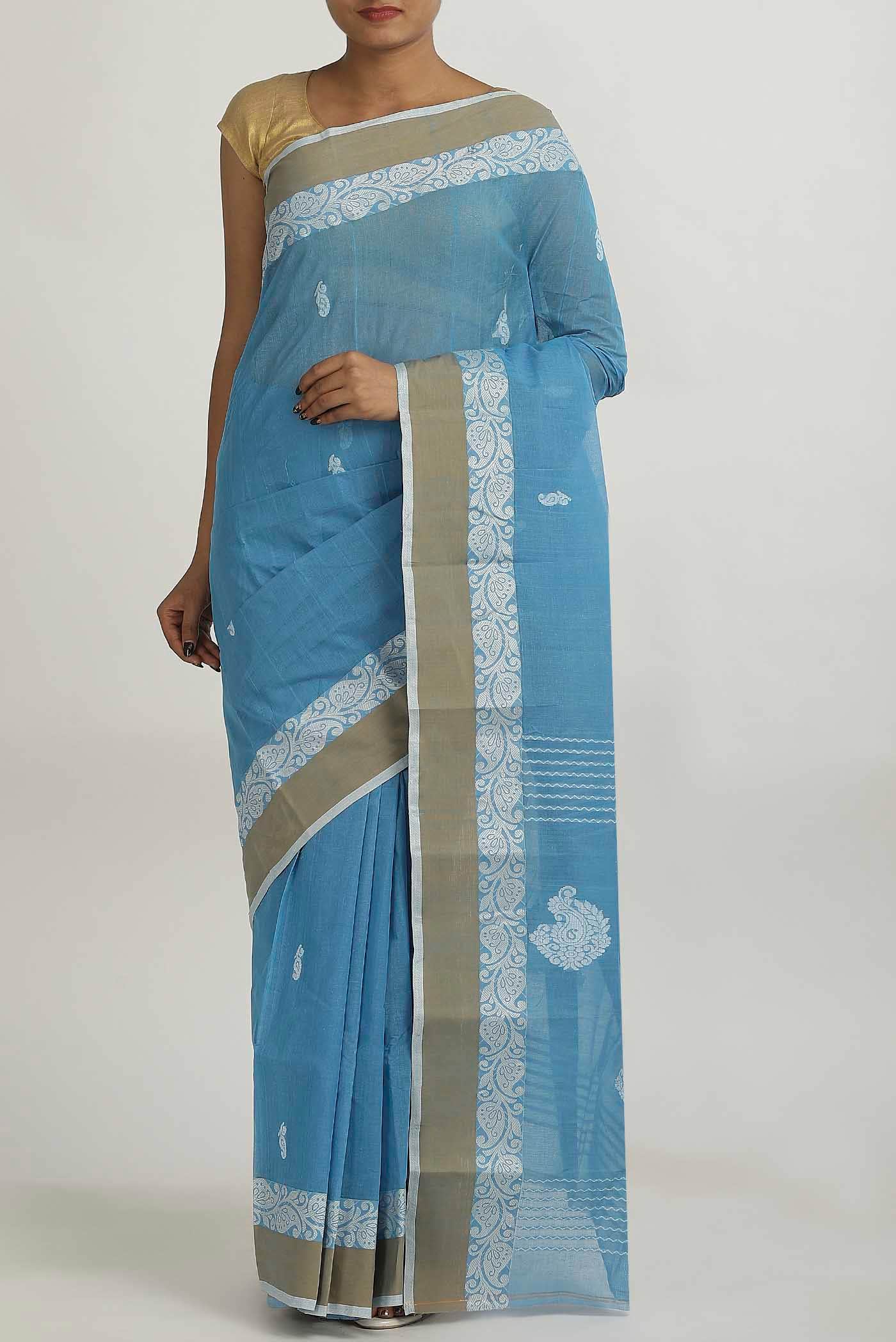 Blue Bengal Cotton Saree