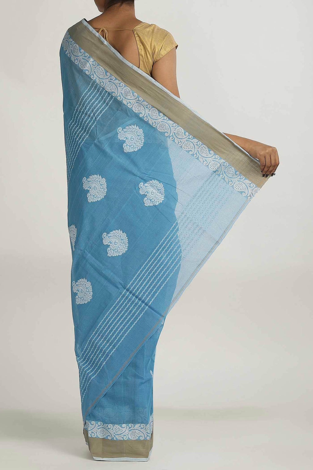 Blue Bengal Cotton Saree