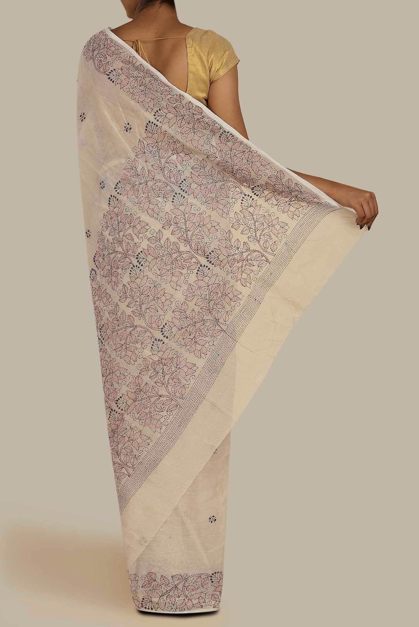 Beige Bengal Cotton Saree