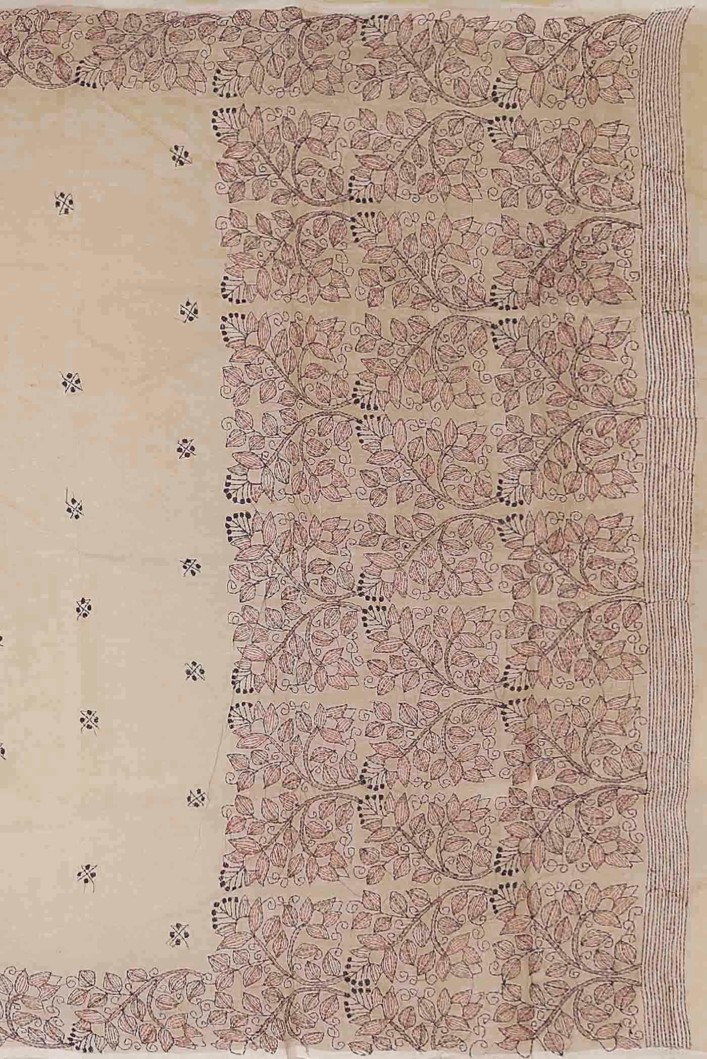 Beige Bengal Cotton Saree