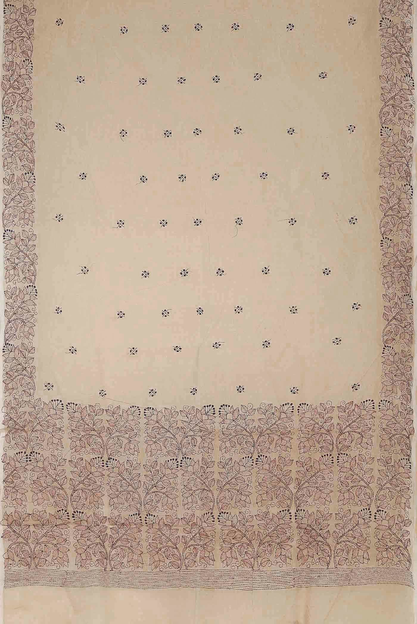 Beige Bengal Cotton Saree
