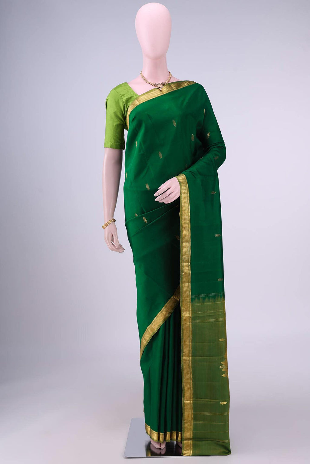Bottle Green Nangavalli Silk [ Salem ] Saree