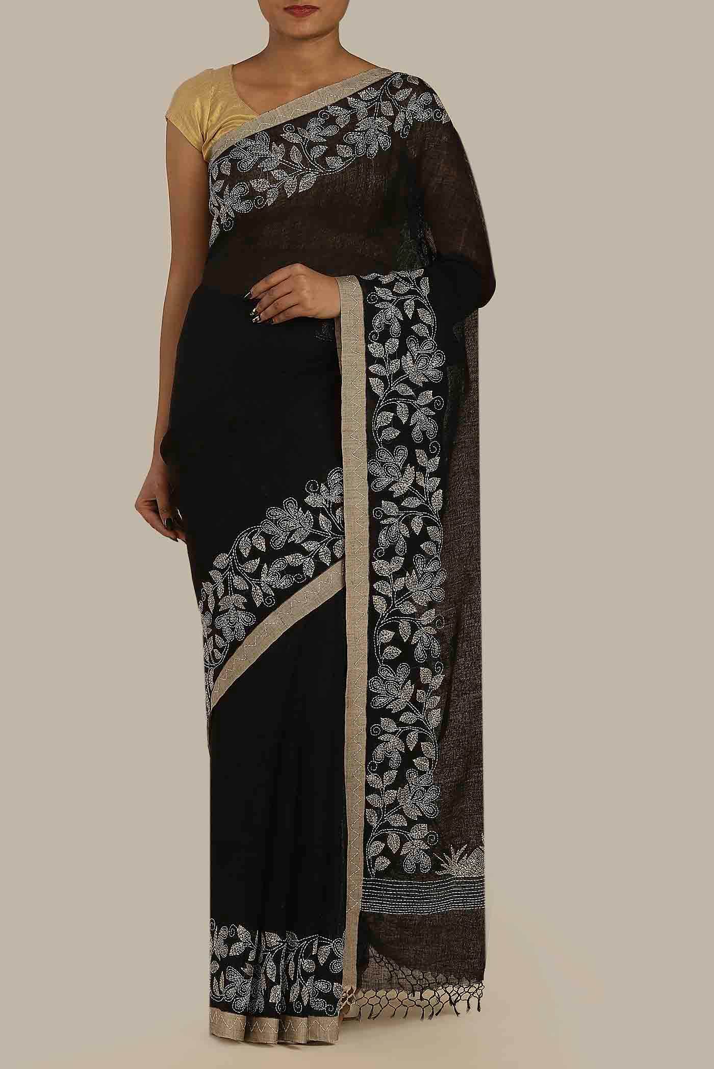 Black Bengal Cotton Saree