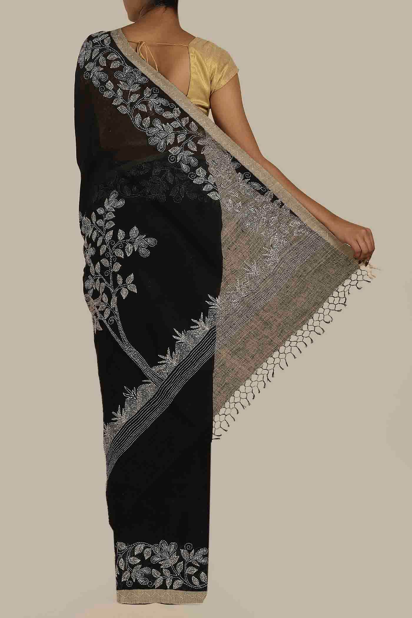 Black Bengal Cotton Saree