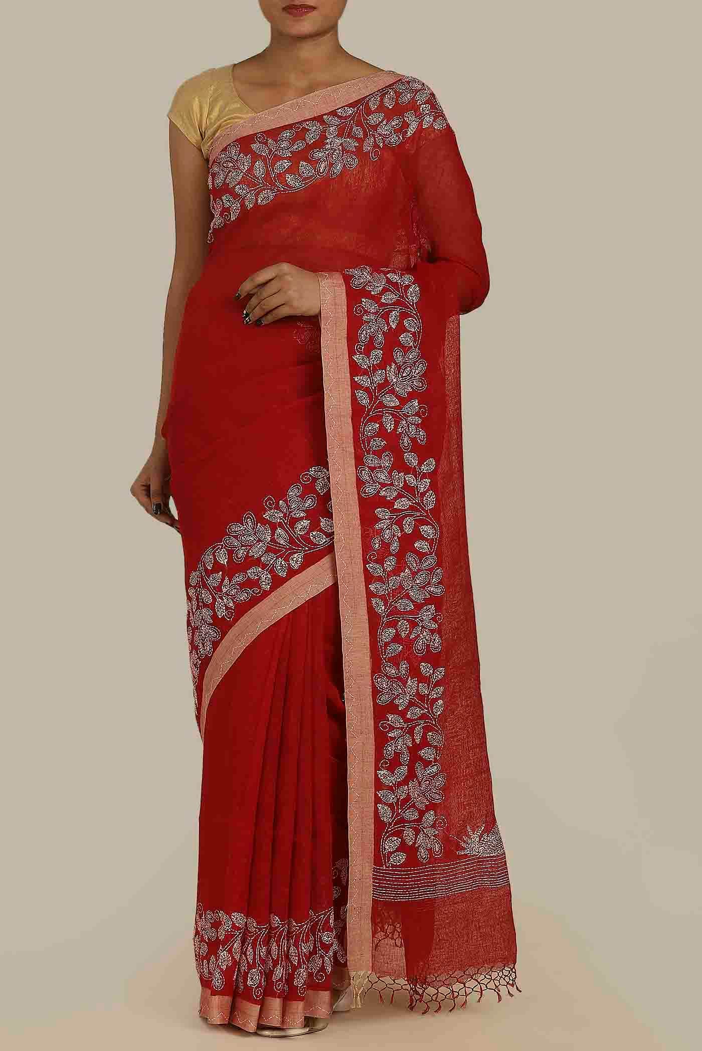 Red Bengal Cotton Saree
