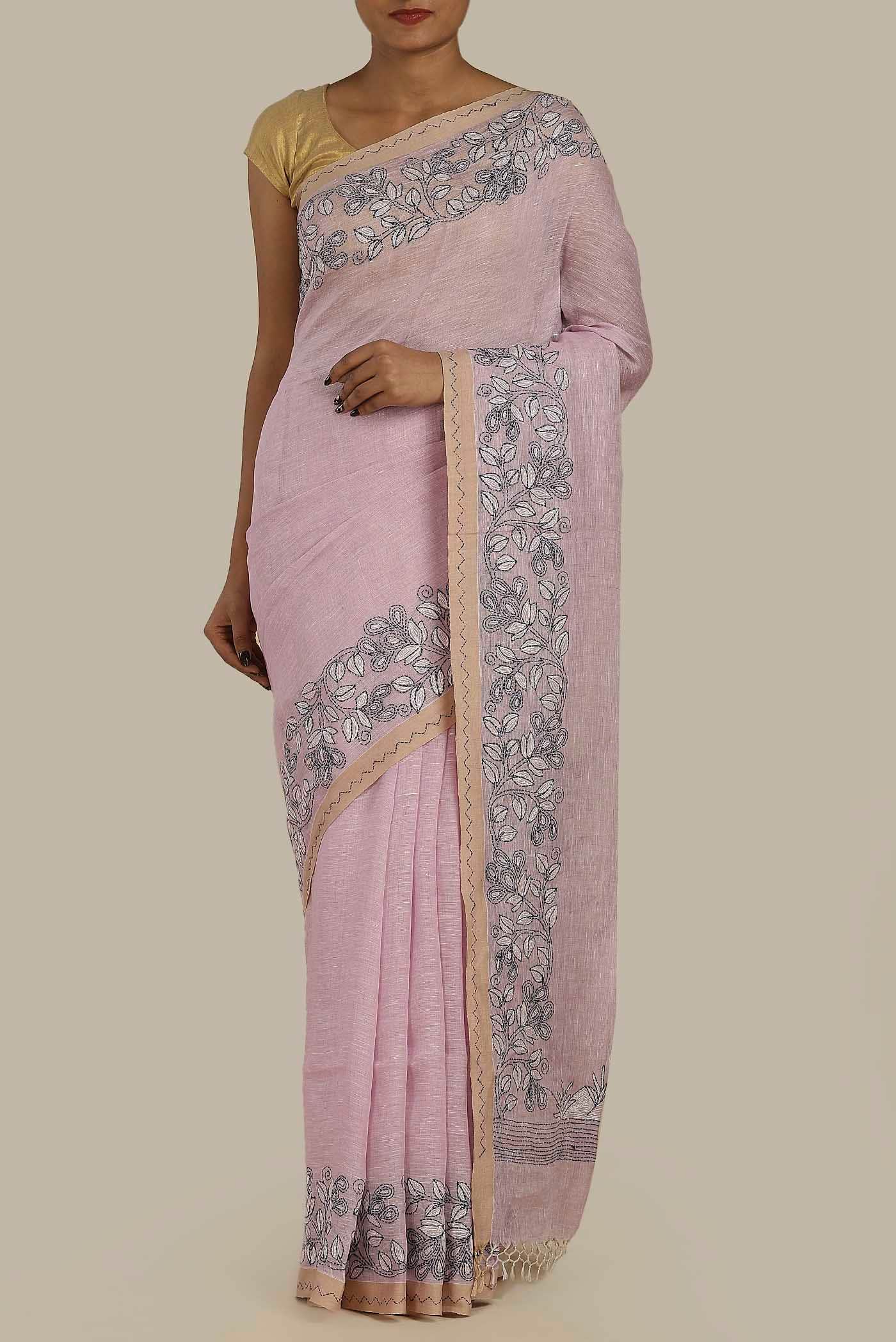 Lavender Bengal Cotton Saree