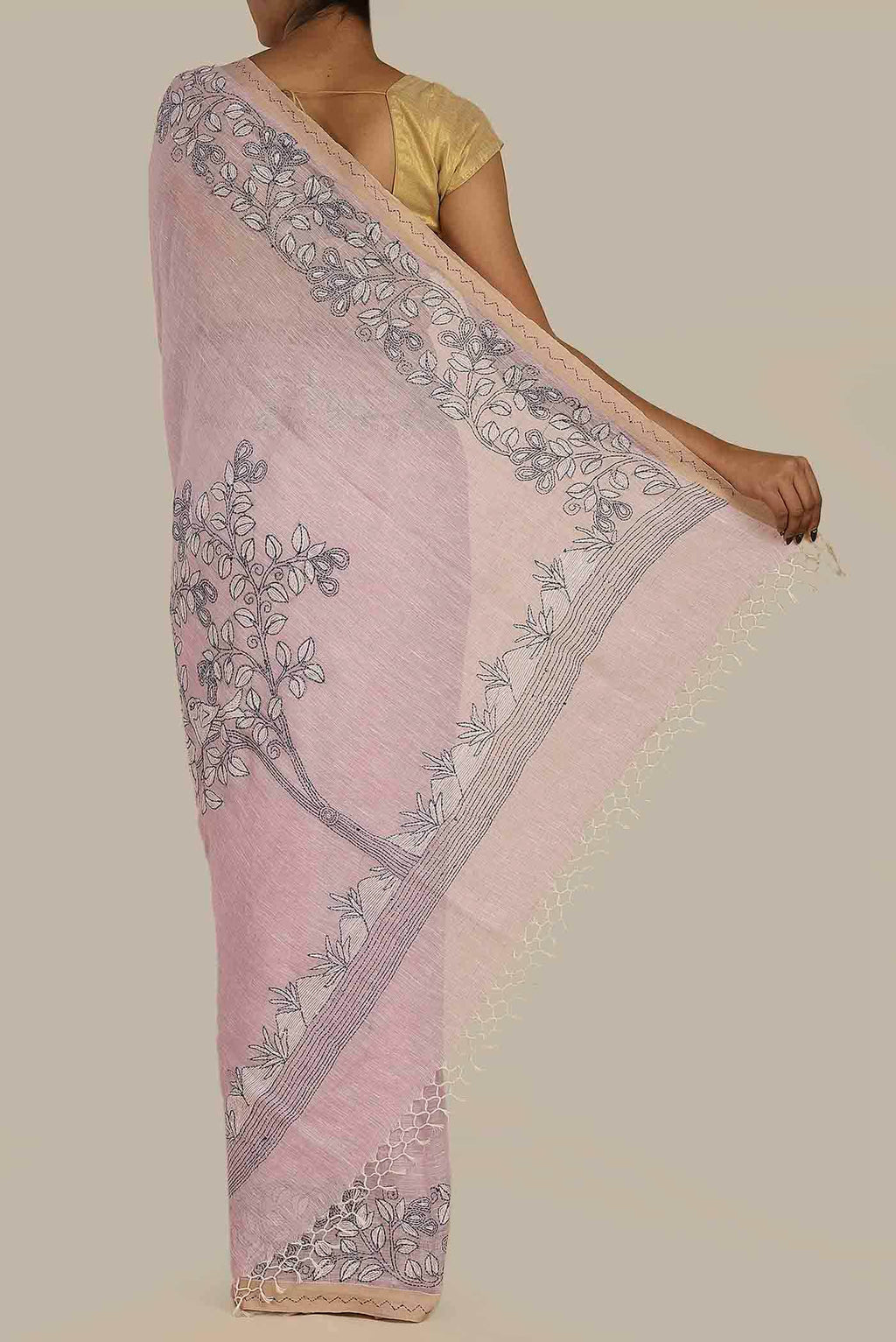 Lavender Bengal Cotton Saree