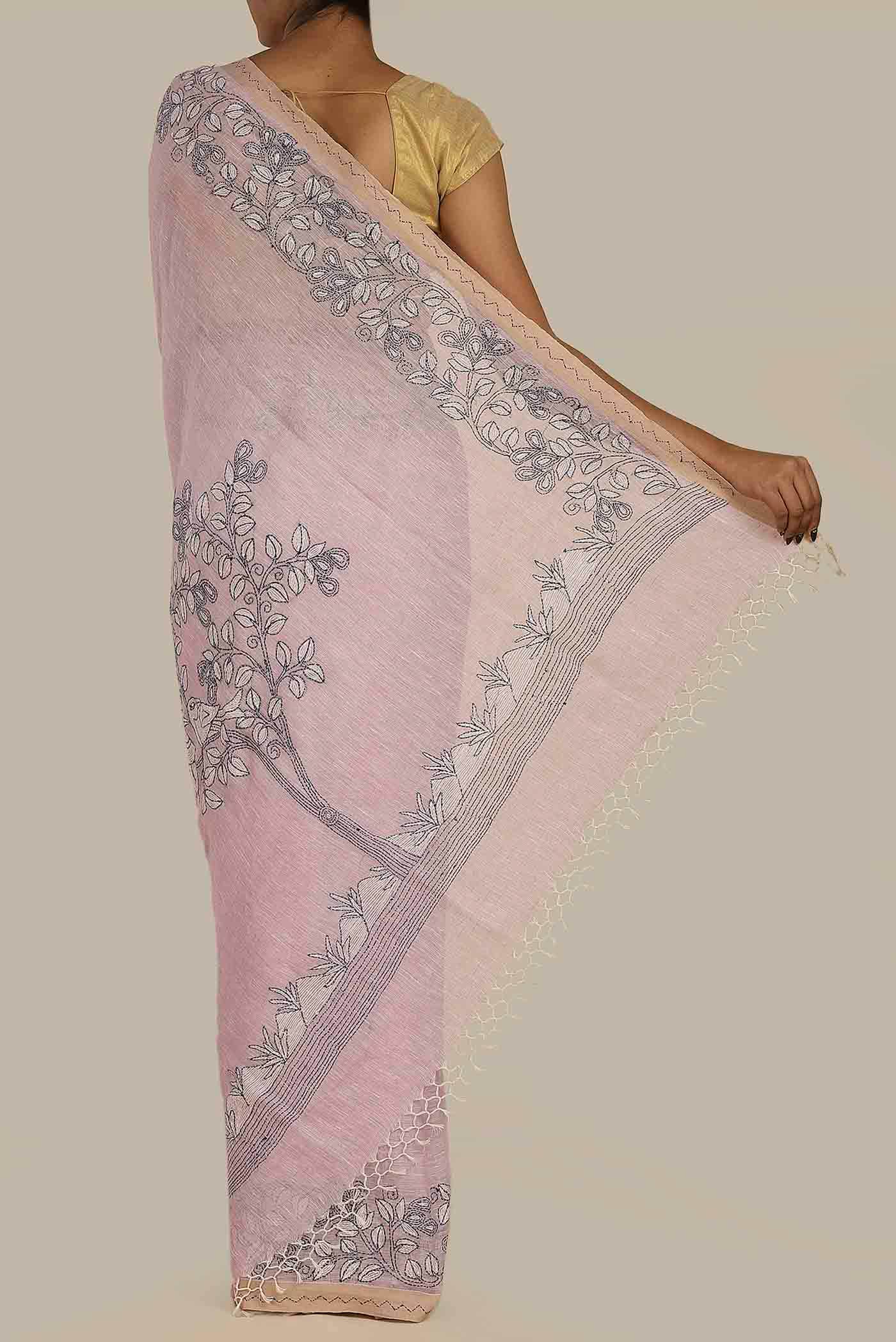 Lavender Bengal Cotton Saree
