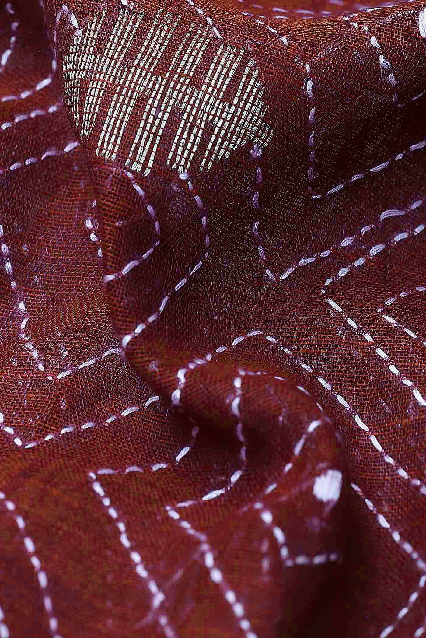 Maroon Bengal Cotton Saree