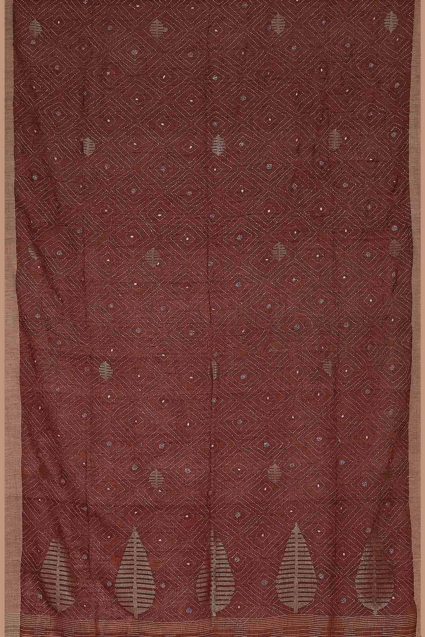 Maroon Bengal Cotton Saree