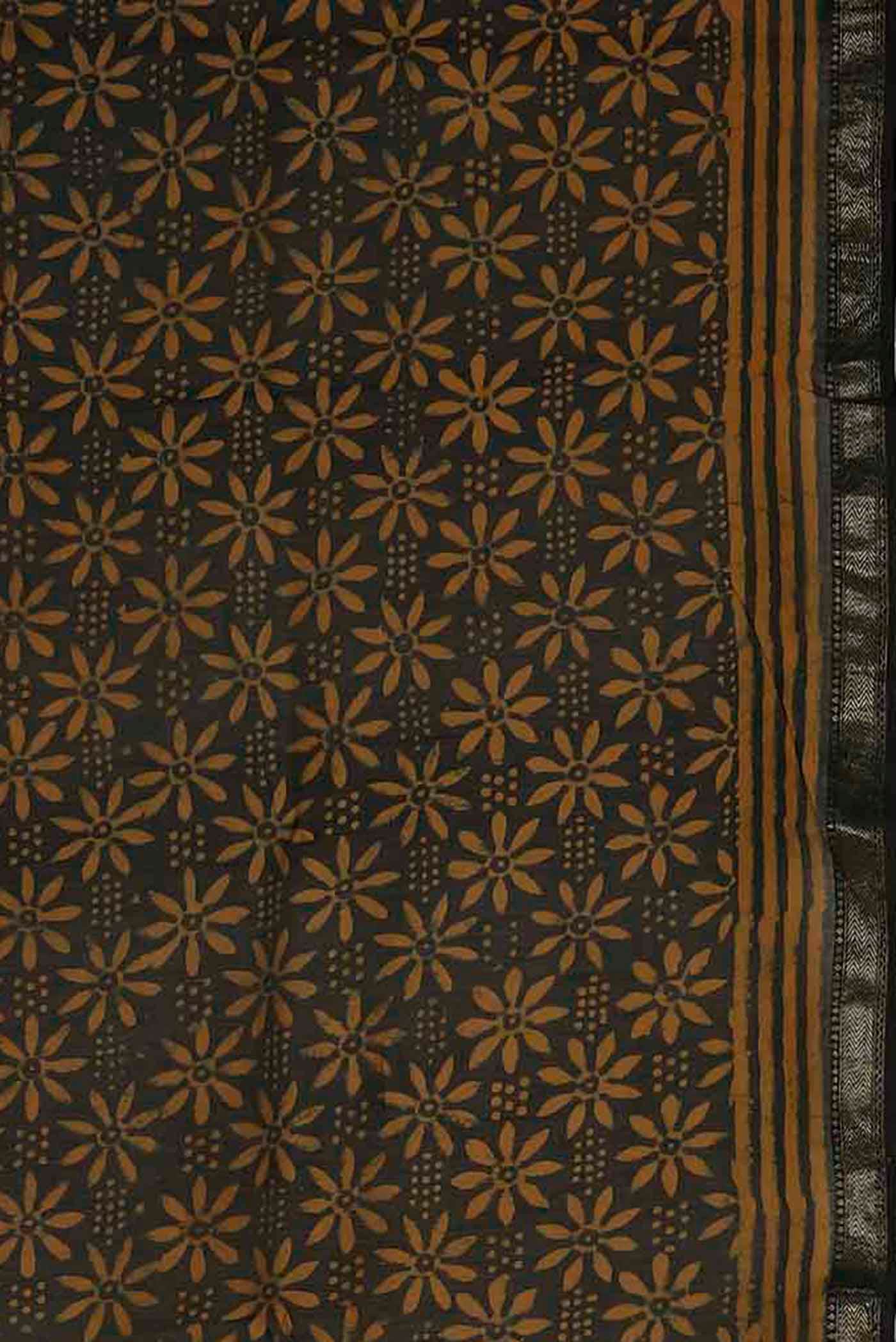 Black Maheshwari Silk Cotton Saree
