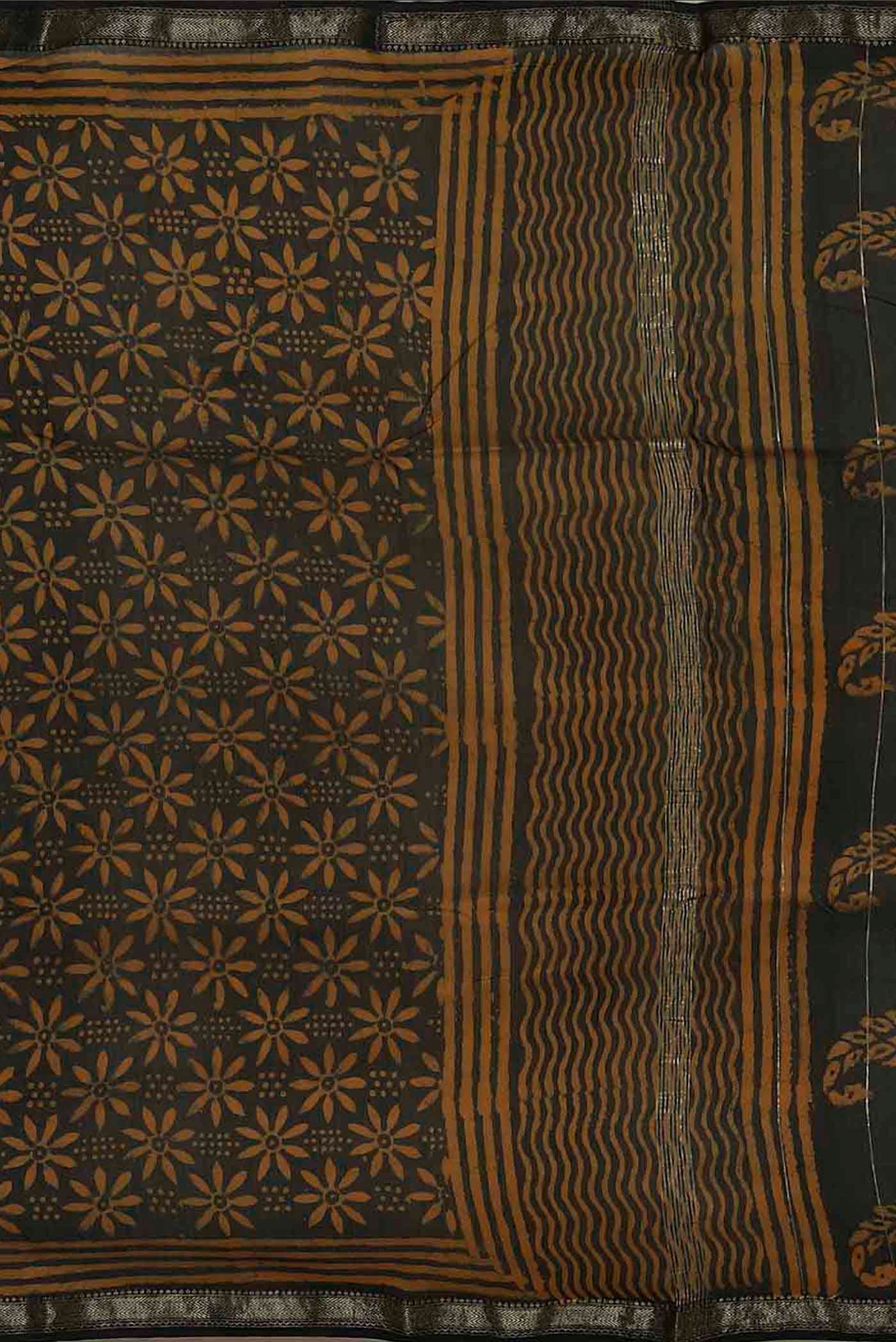 Black Maheshwari Silk Cotton Saree