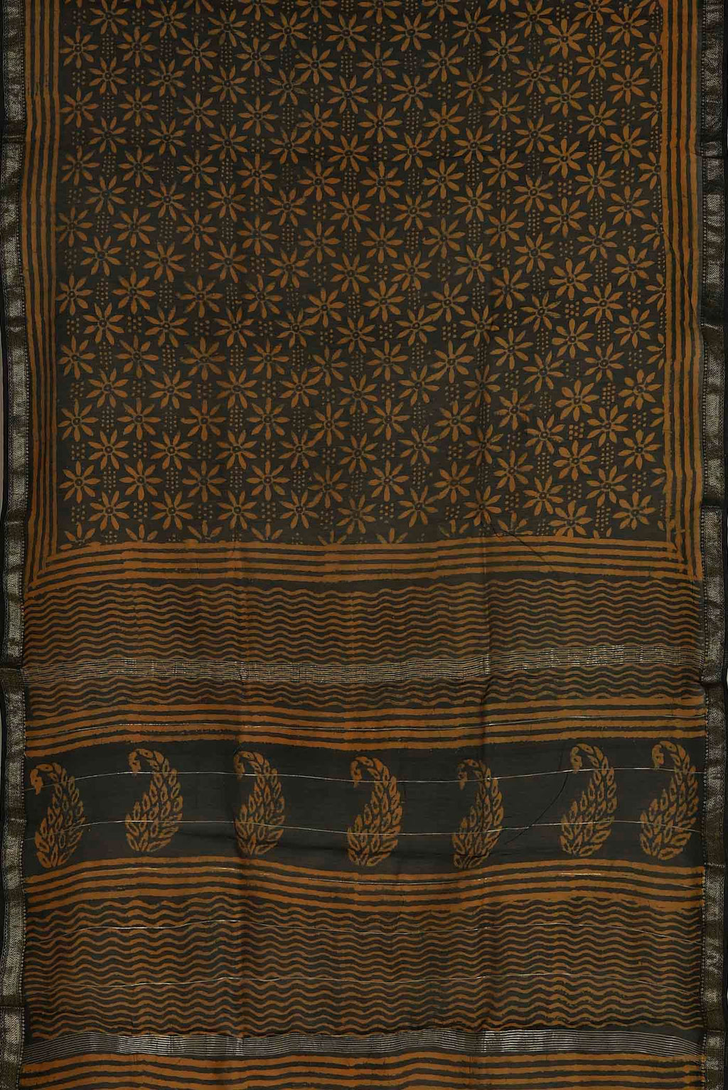 Black Maheshwari Silk Cotton Saree