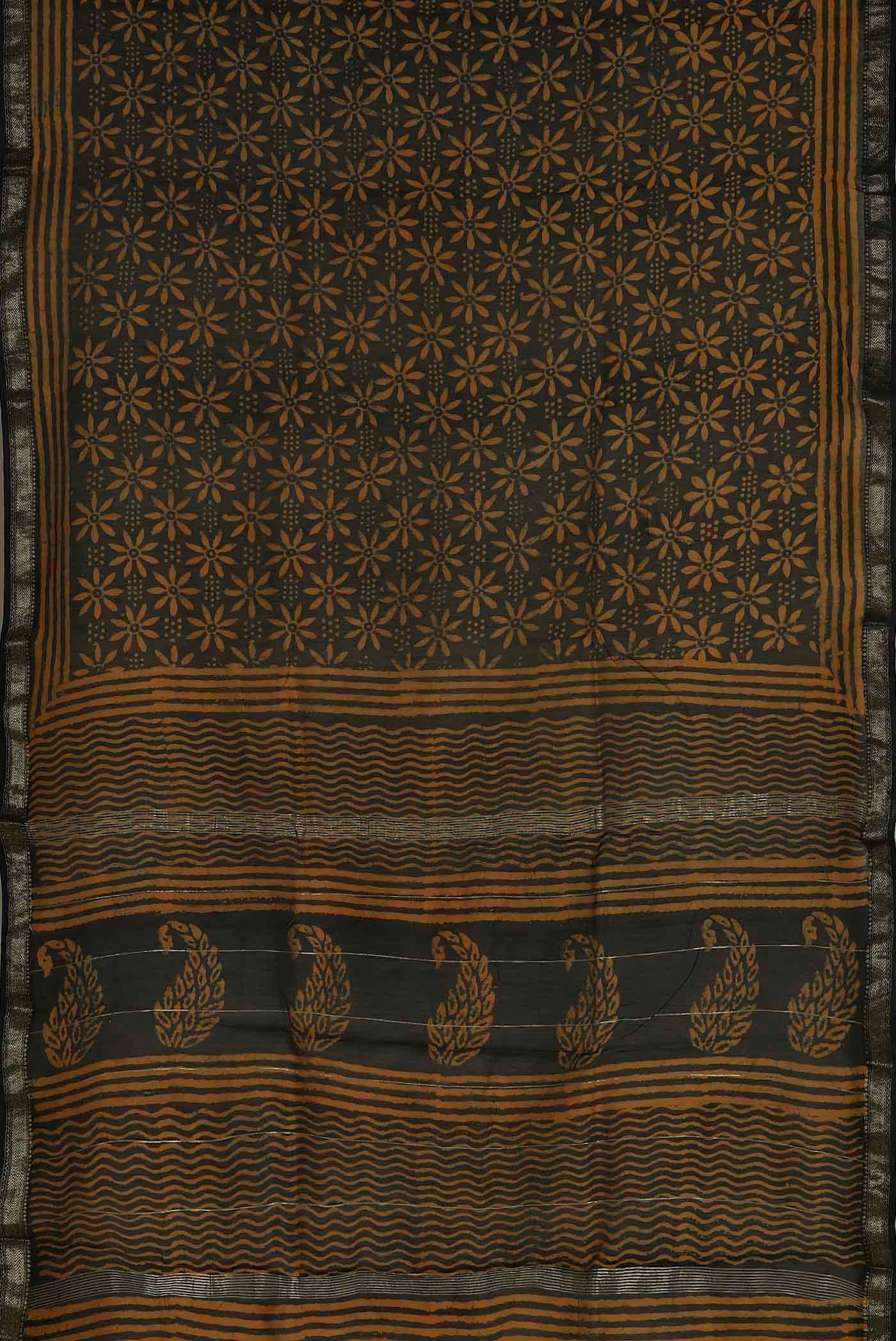 Black Maheshwari Silk Cotton Saree