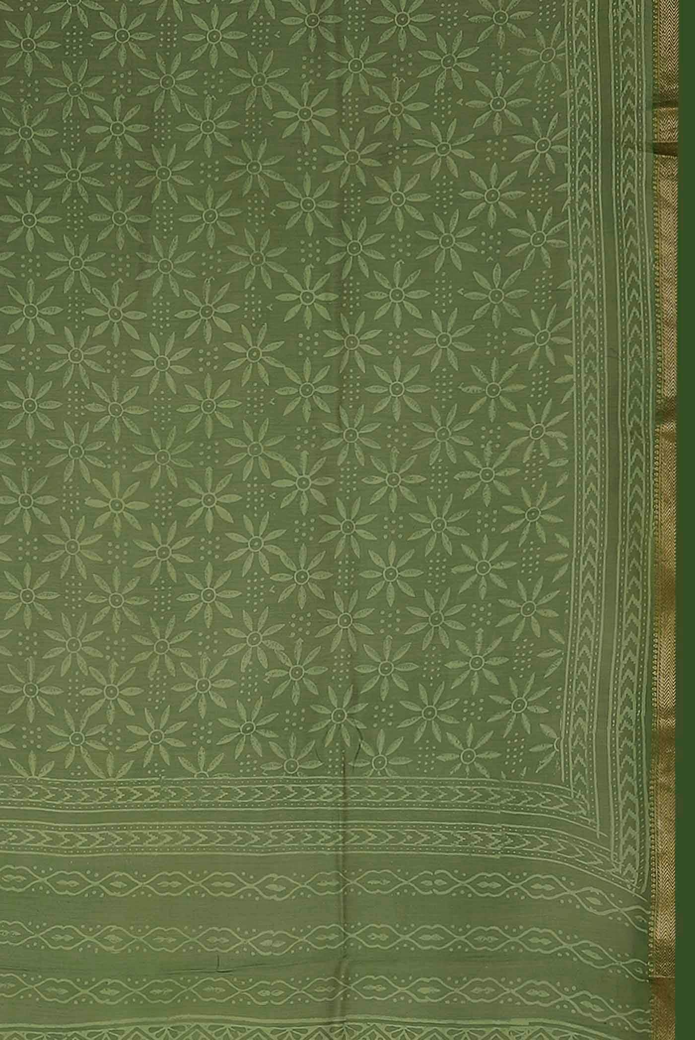 Green Maheshwari Silk Cotton Saree