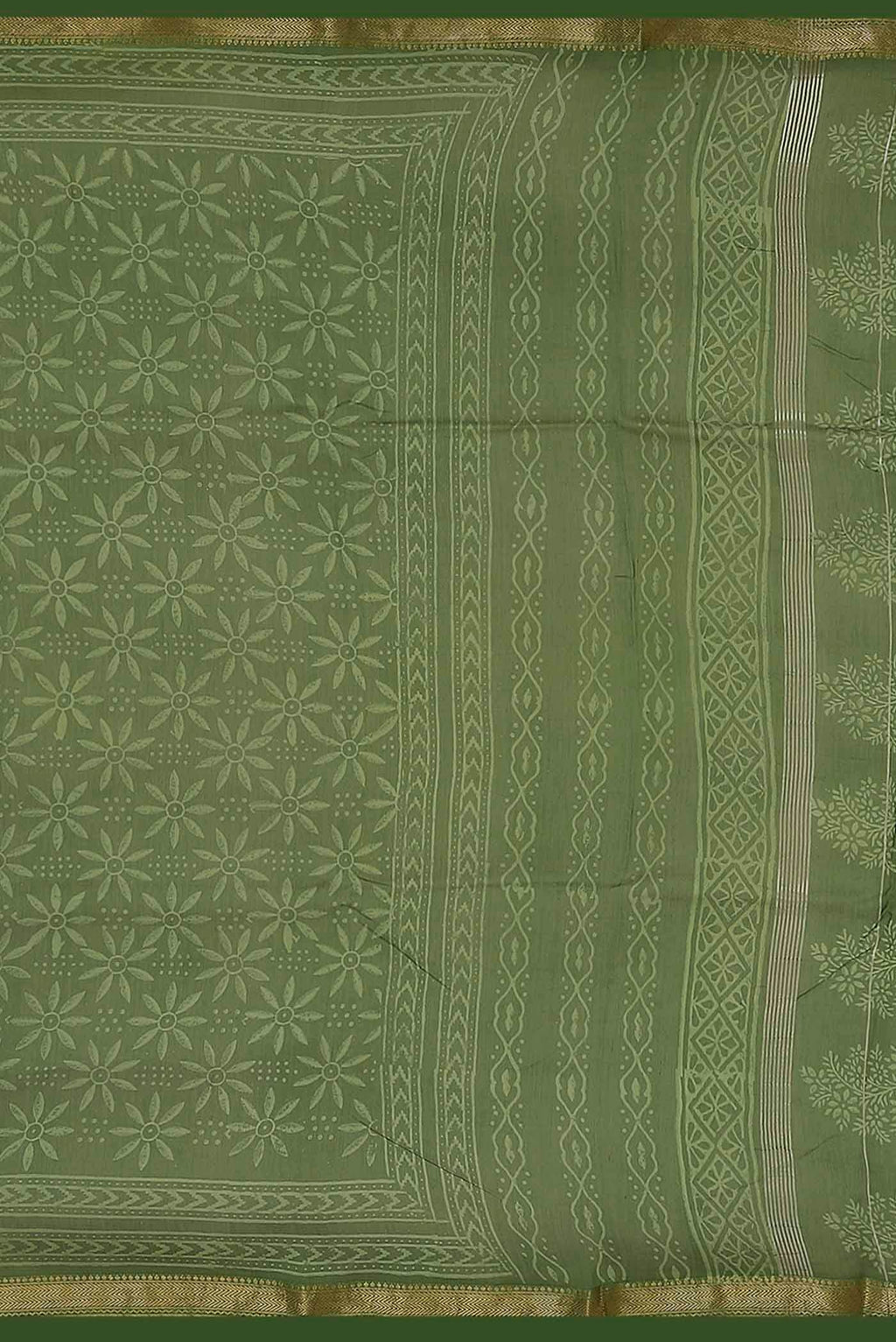 Green Maheshwari Silk Cotton Saree