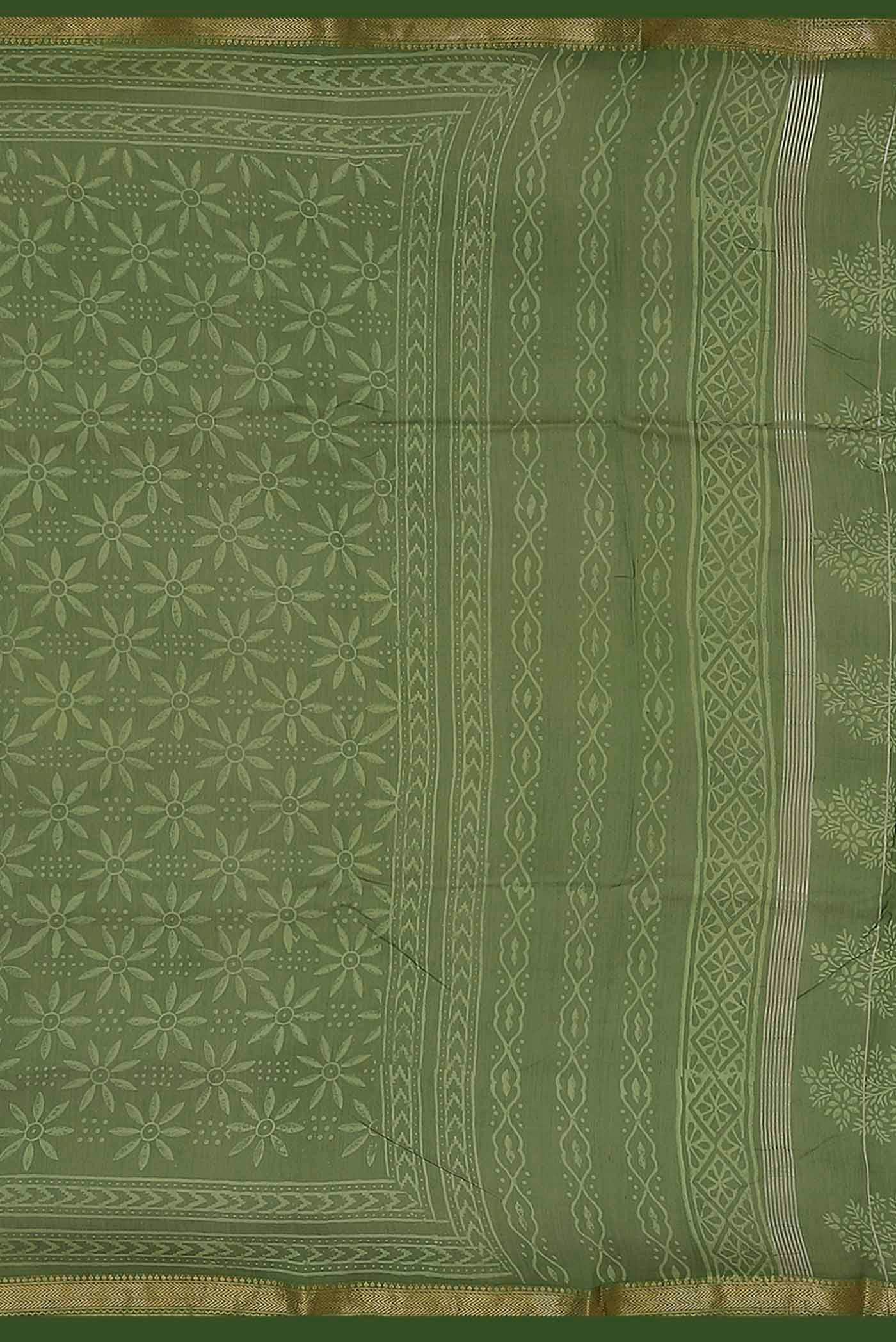 Green Maheshwari Silk Cotton Saree
