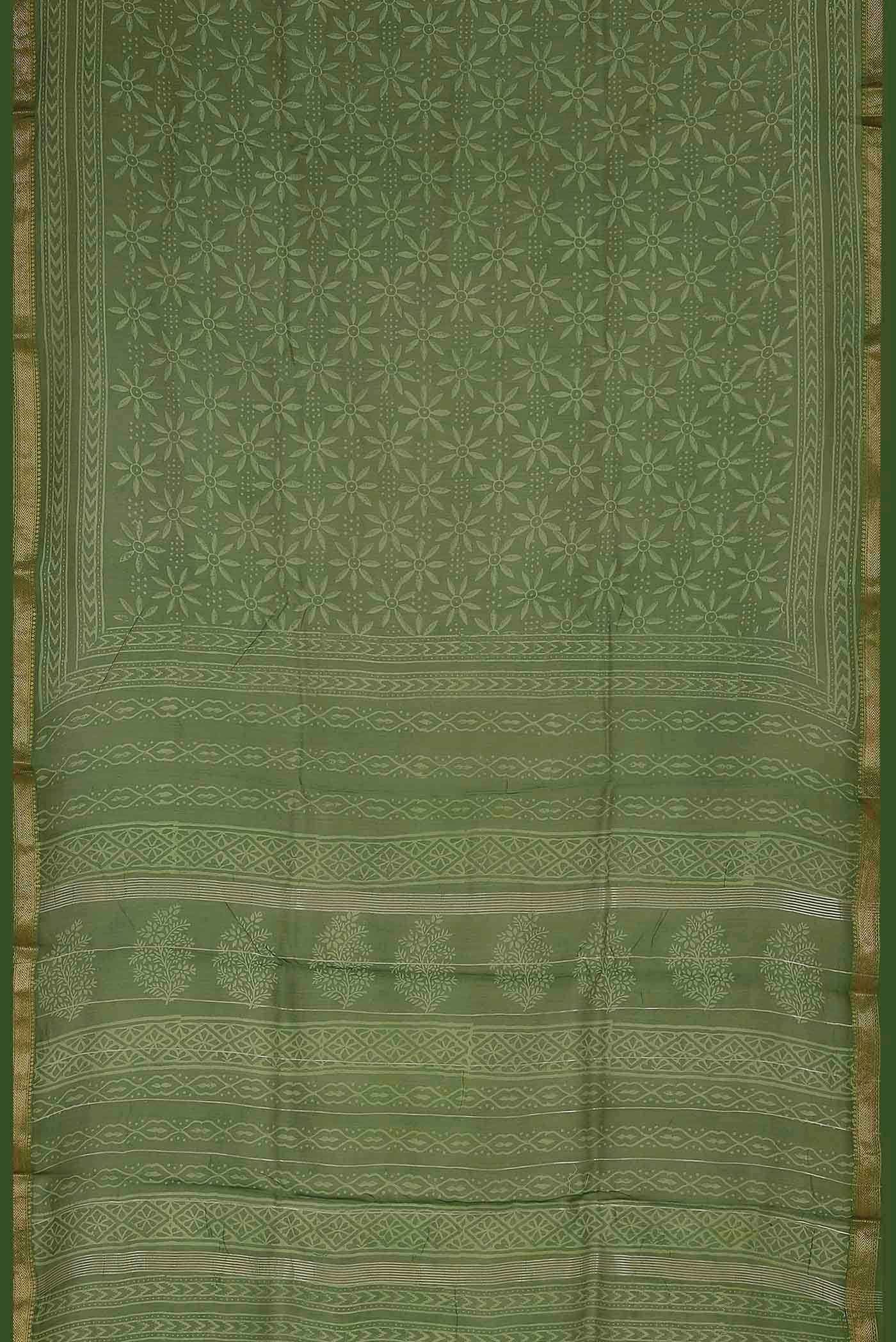 Green Maheshwari Silk Cotton Saree