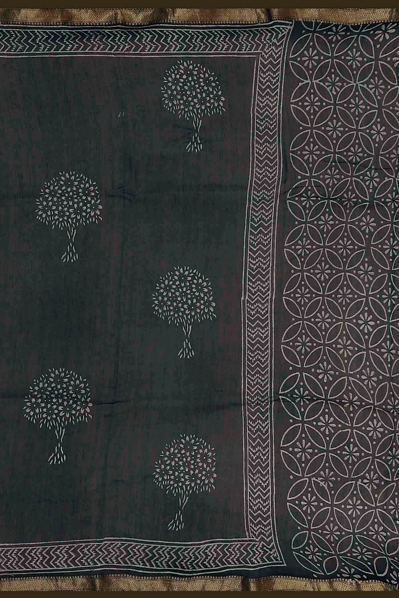 Black Maheshwari Silk Cotton Saree