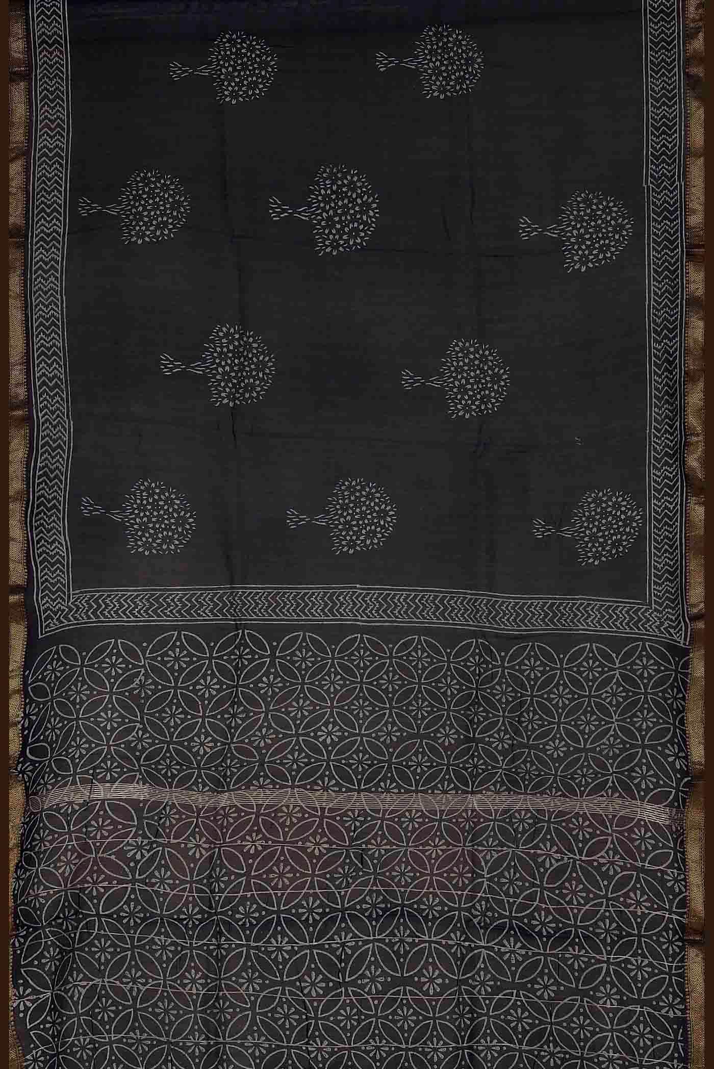 Black Maheshwari Silk Cotton Saree
