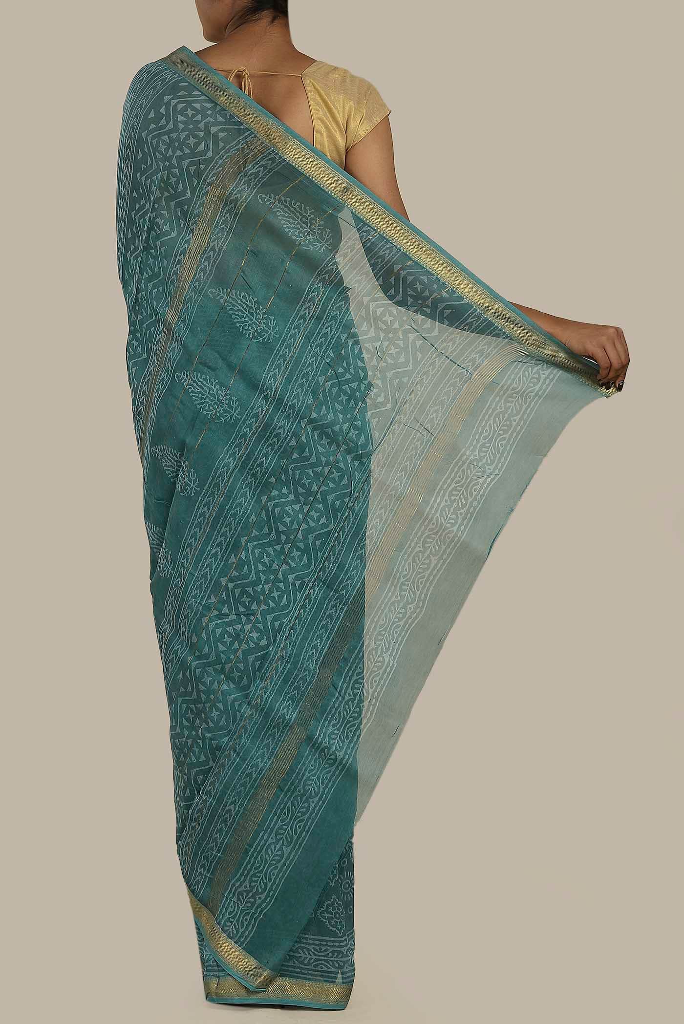 Blue Maheshwari Silk Cotton Saree