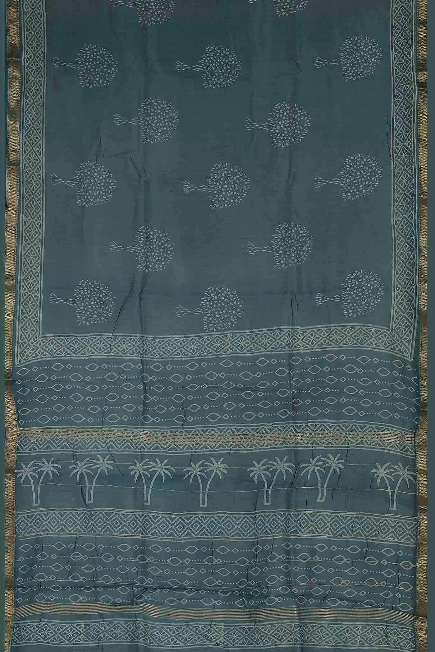 Blue Maheshwari Silk Cotton Saree